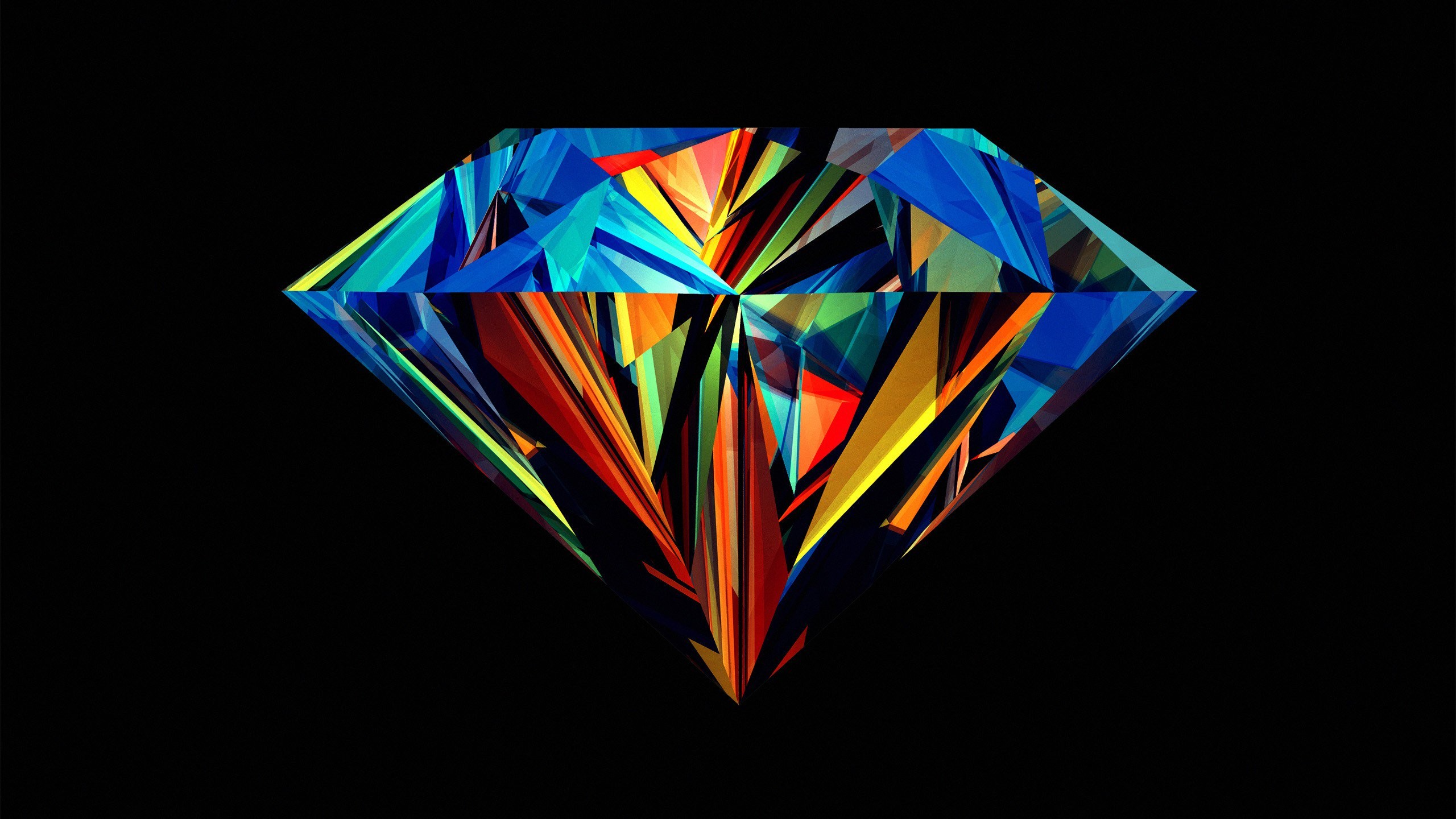 2560x1440 Abstract-Colored-Diamond crystaline-geometry ...