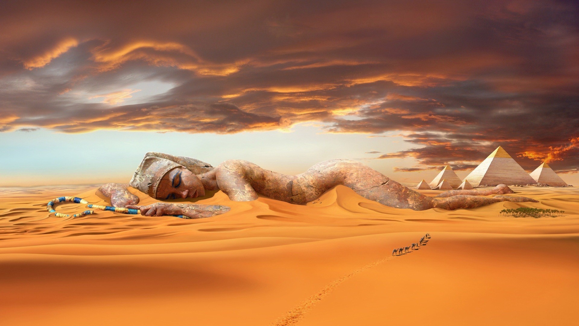 1920x1080 high fashion egypt | View Egypt Desert Statue Oasis Camels Sand HD Wallpaper