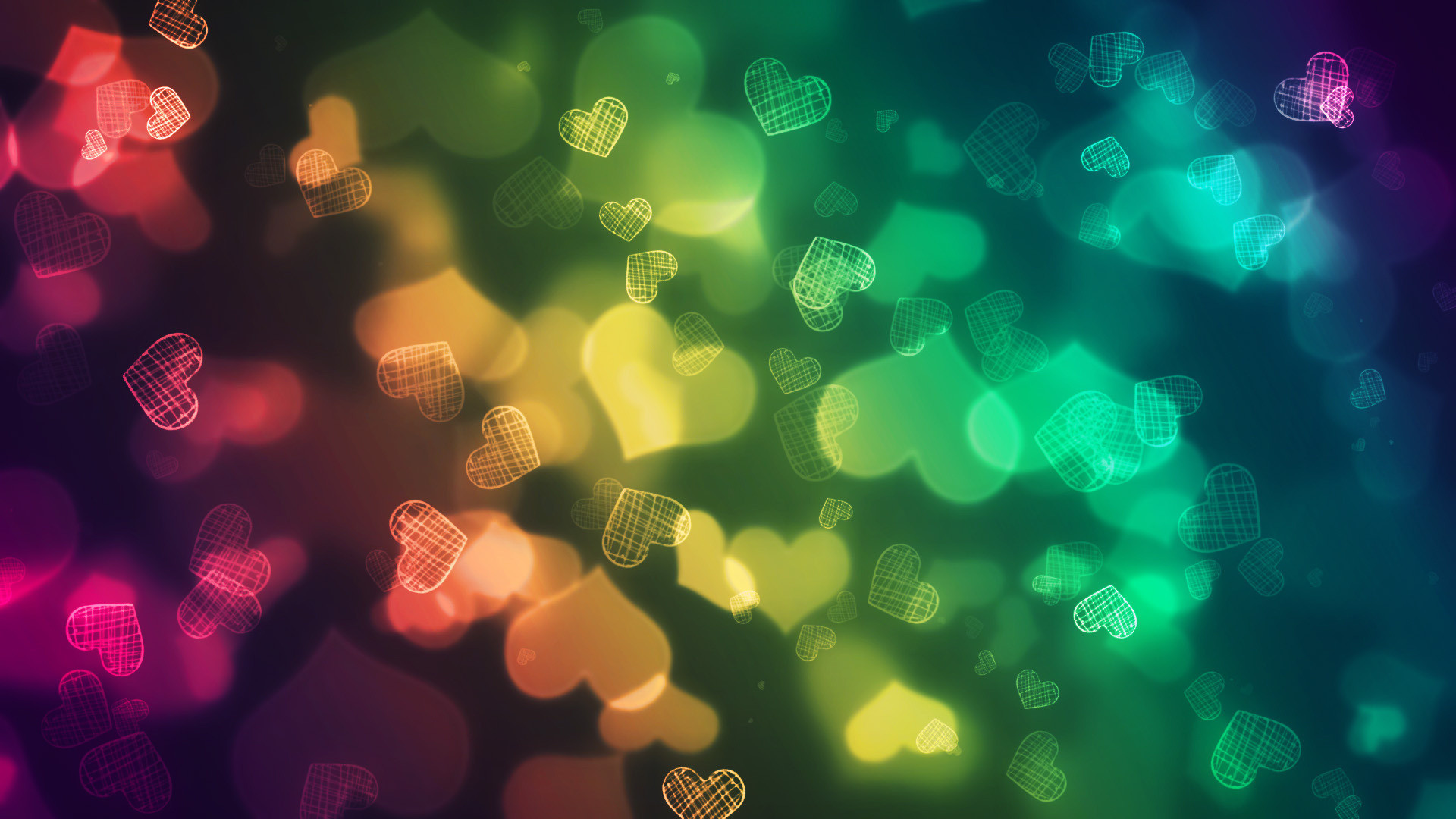 1920x1080 Colorful Hearts