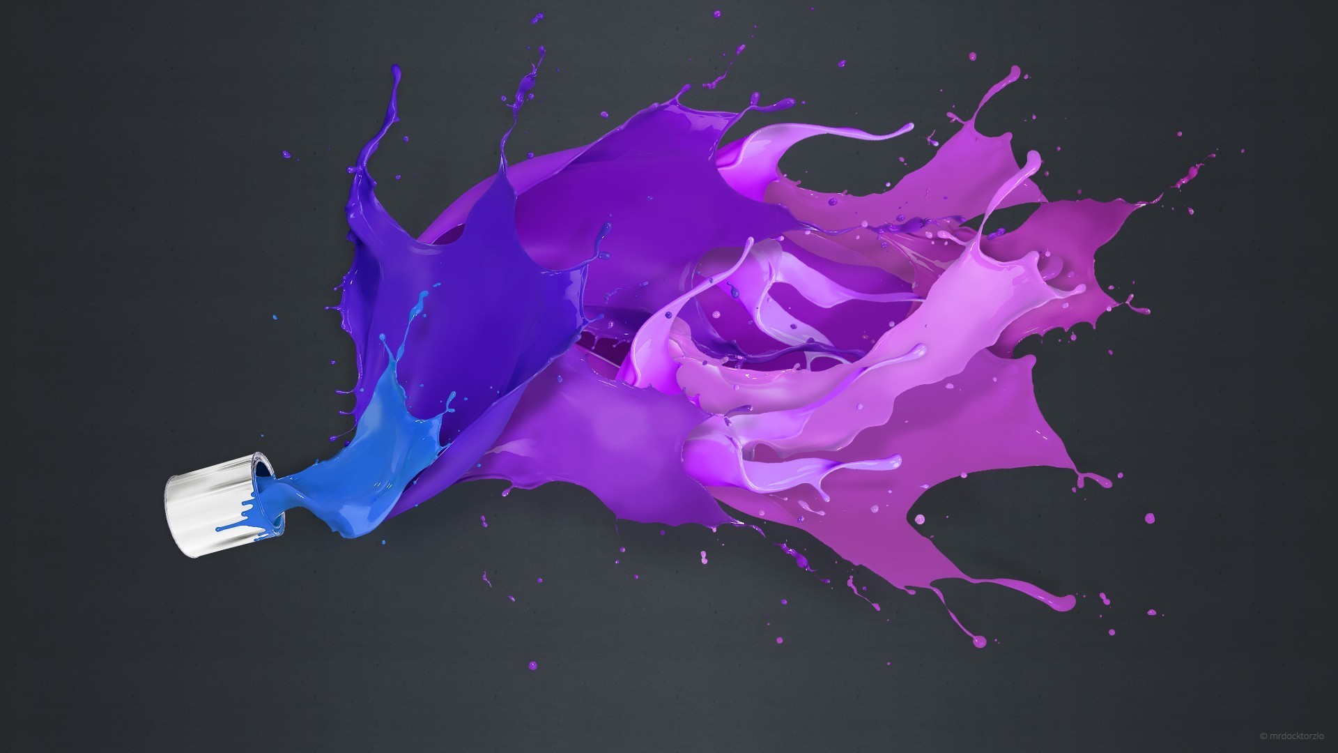 1920x1080 Painting of blue and purple color on a gray background