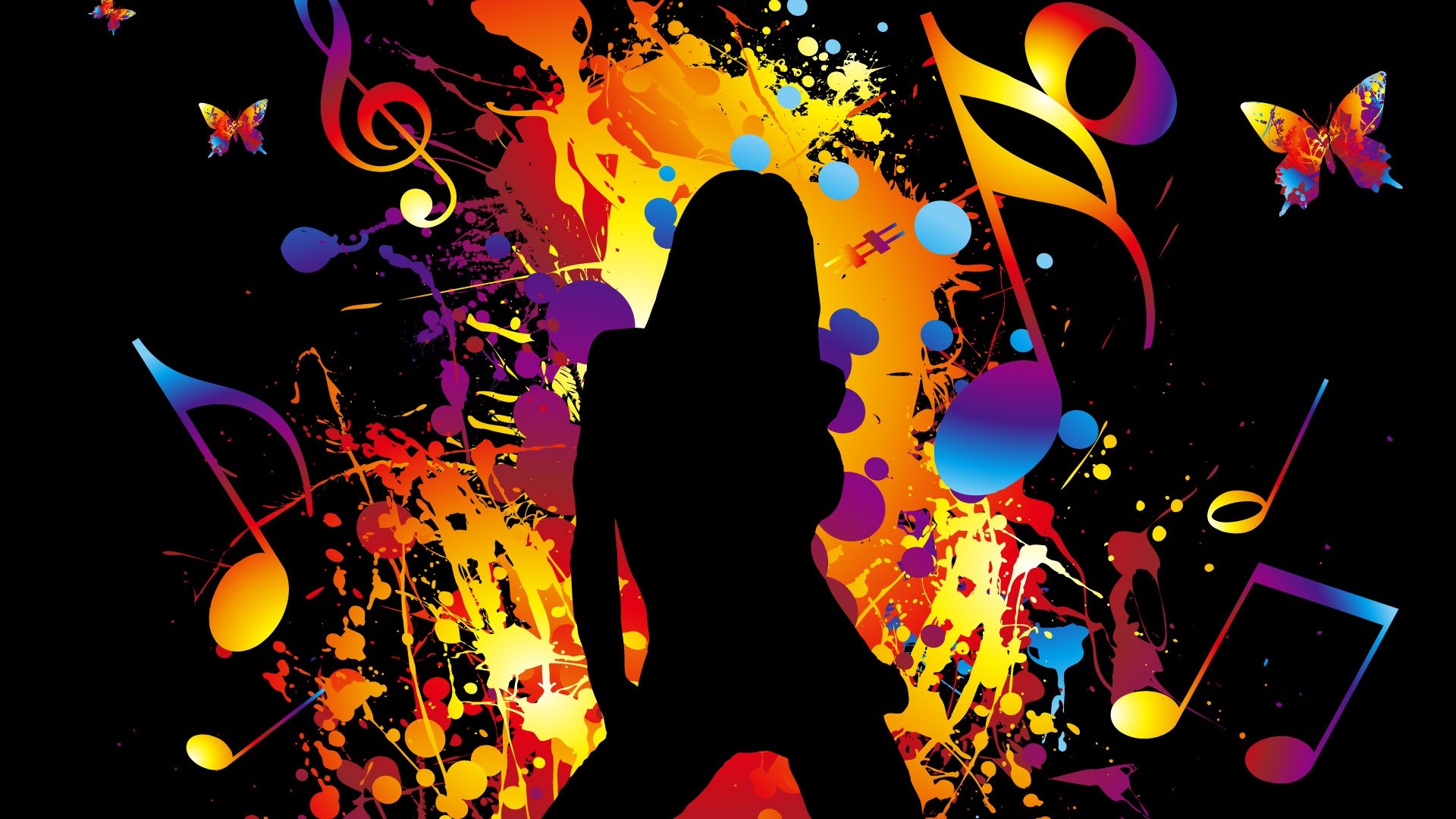 1920x1080 Colorful Vector music girl dancing Wallpaper |  .