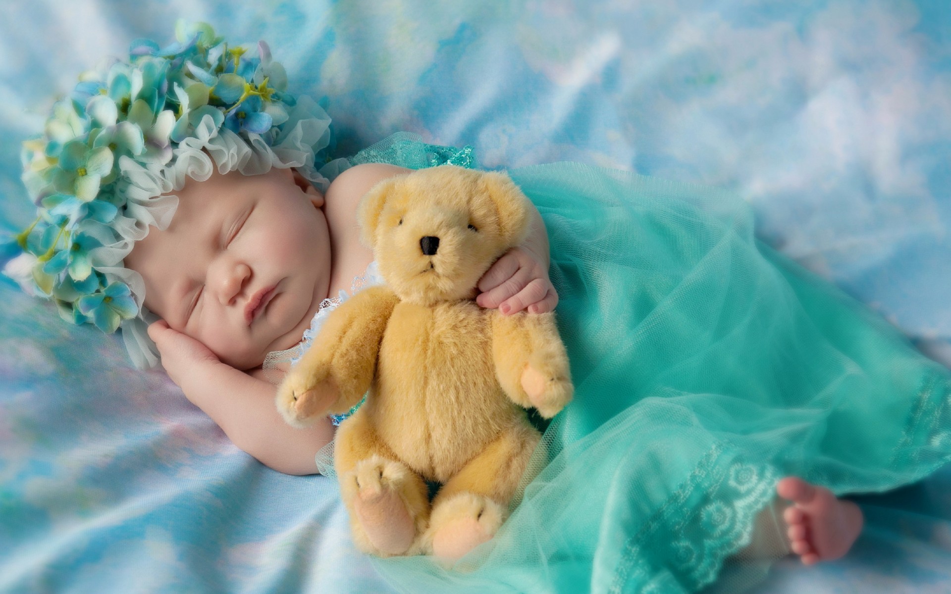 1920x1200 Cute / Cute baby Wallpaper. Cute baby, Sleeping, Teddy bear