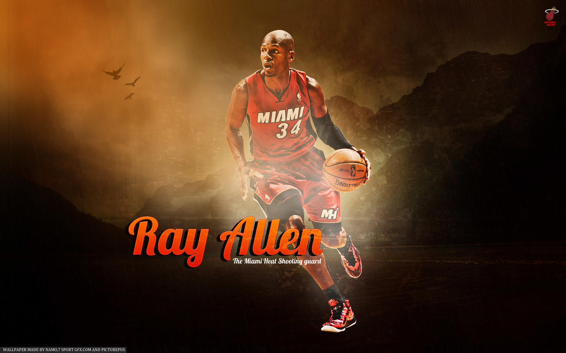 1920x1200 ... Ray Allen Miami Heat backgrounds HD 2013