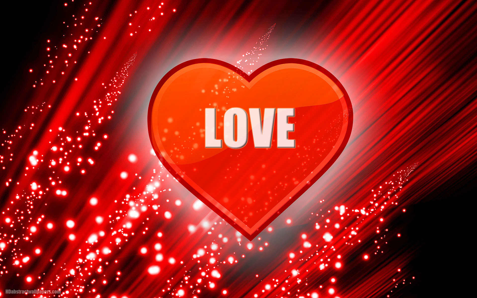 1920x1200 Red abstract wallpaper with big heart and text love