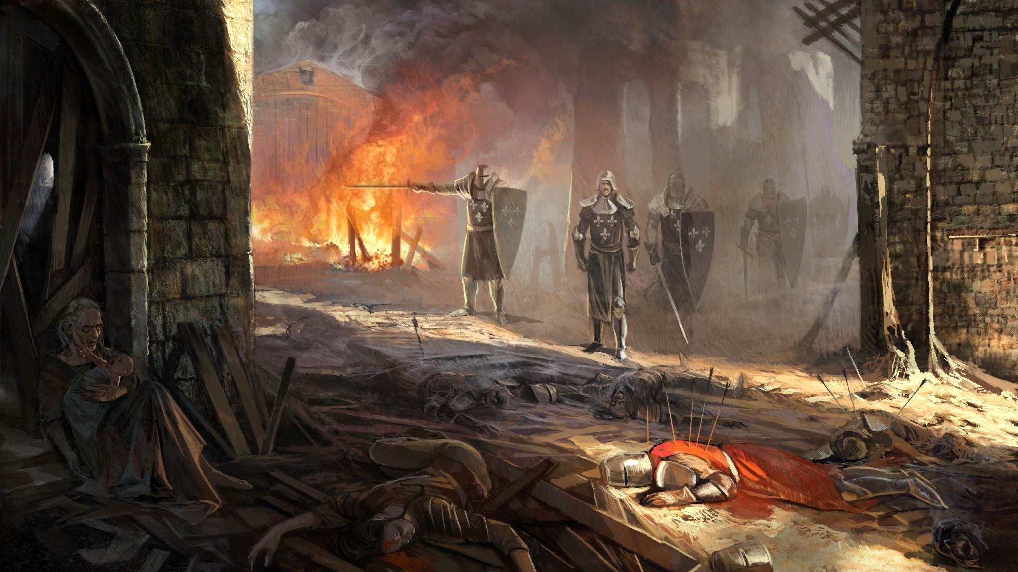 2048x1152 Fantasy battle death knight armor weapons sword wallpaper |  |  118280 | WallpaperUP