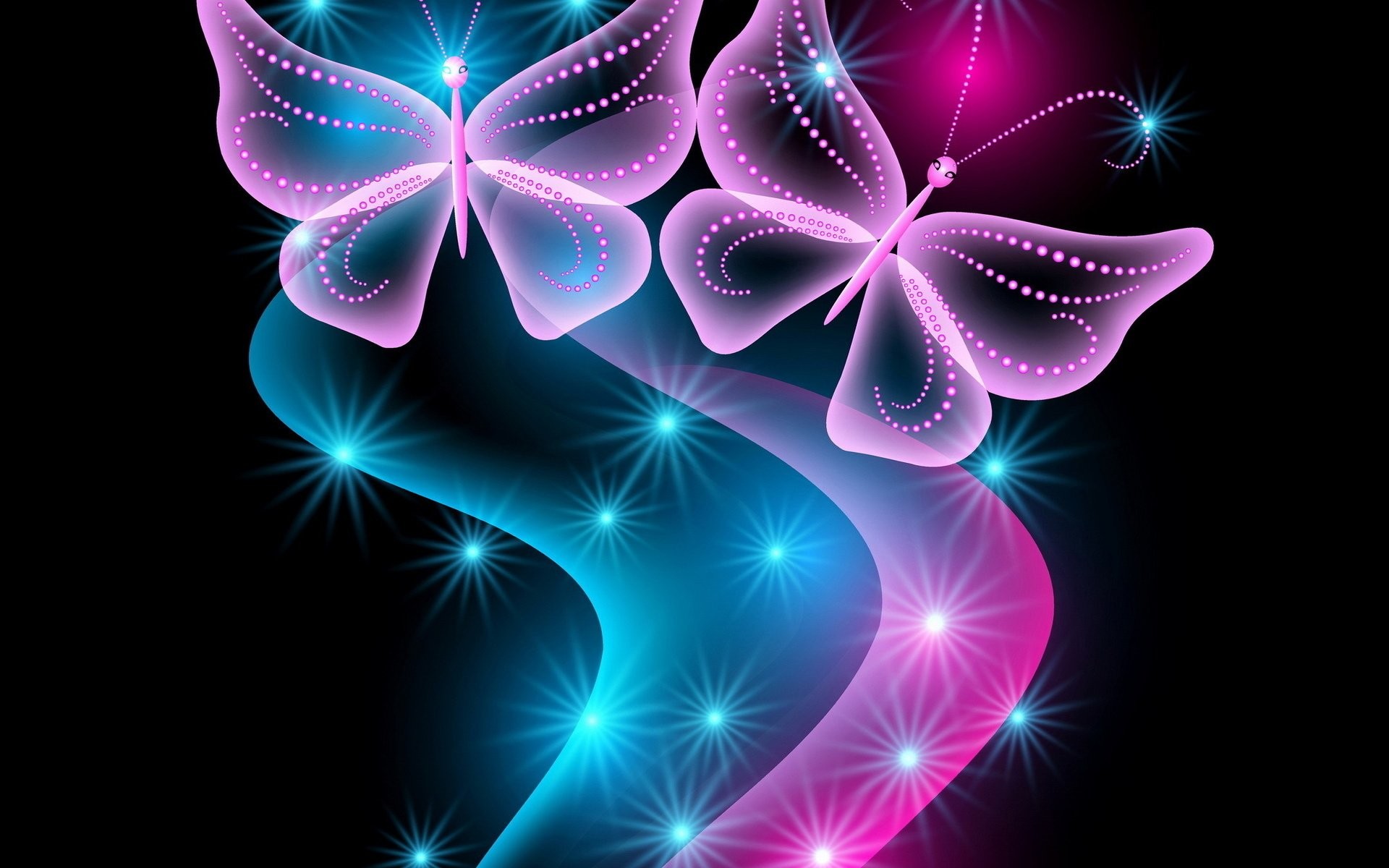 1920x1200 Neon Pink and Purple Butterfly Background