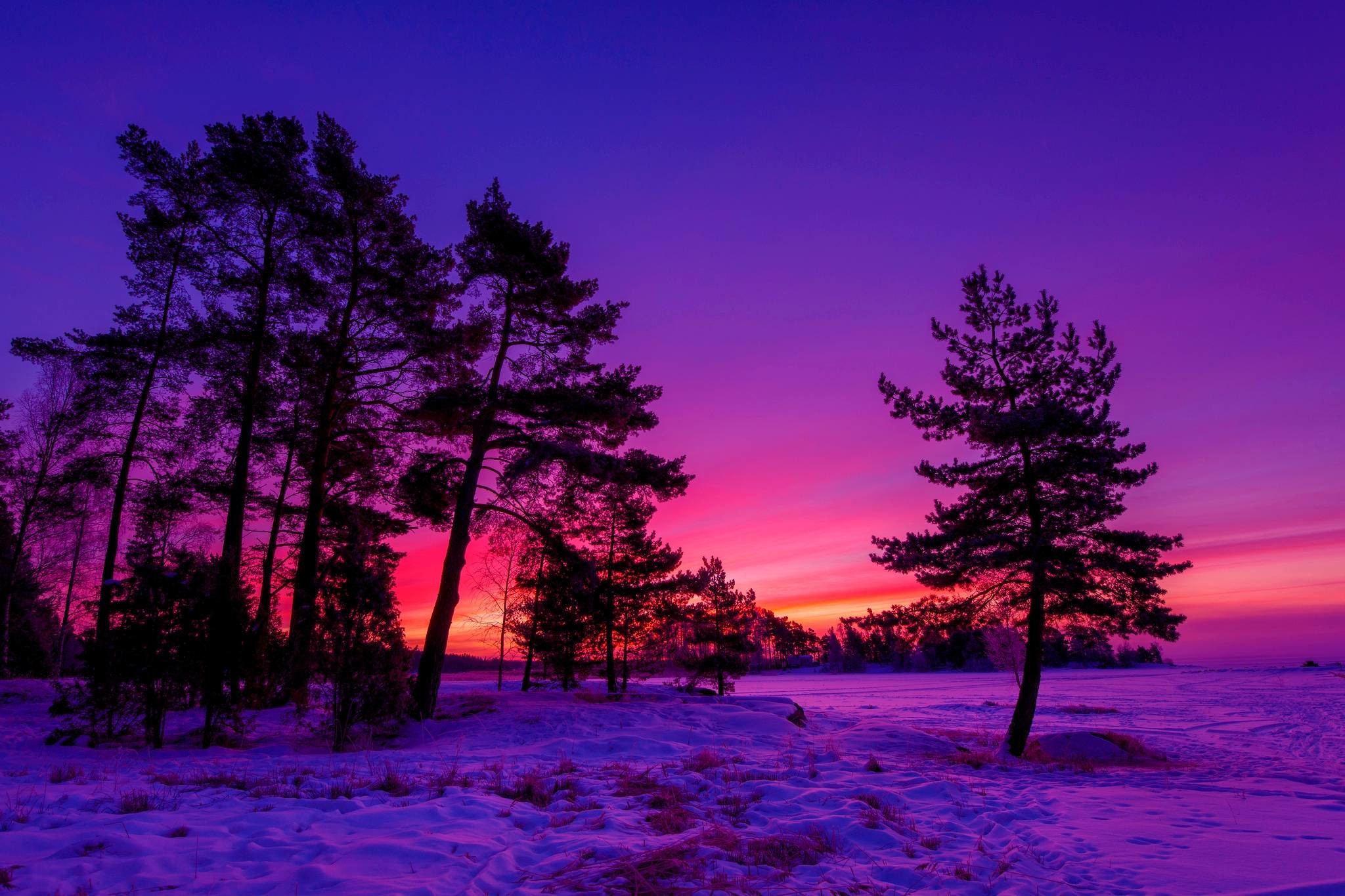 2048x1365 HD Winter Sunset Wallpaper | Download Free - 68105