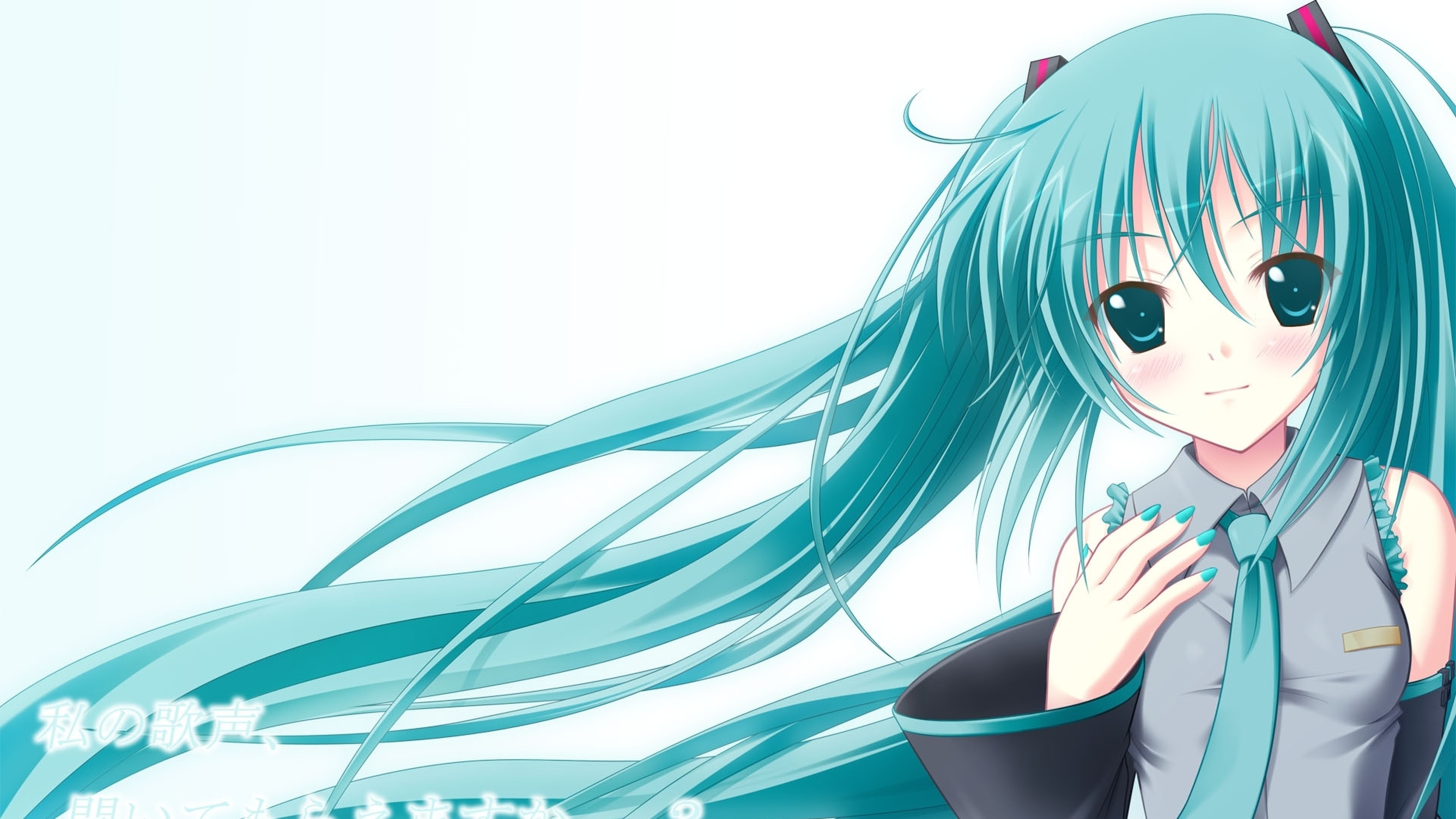 3840x2160  Wallpaper girl, hair, light, blue, anime