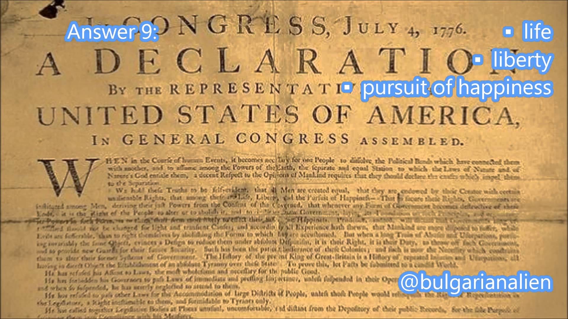1920x1080 #9 What are TWO rights in the Declaration of Independence? [Civics Lessons  Question 9]