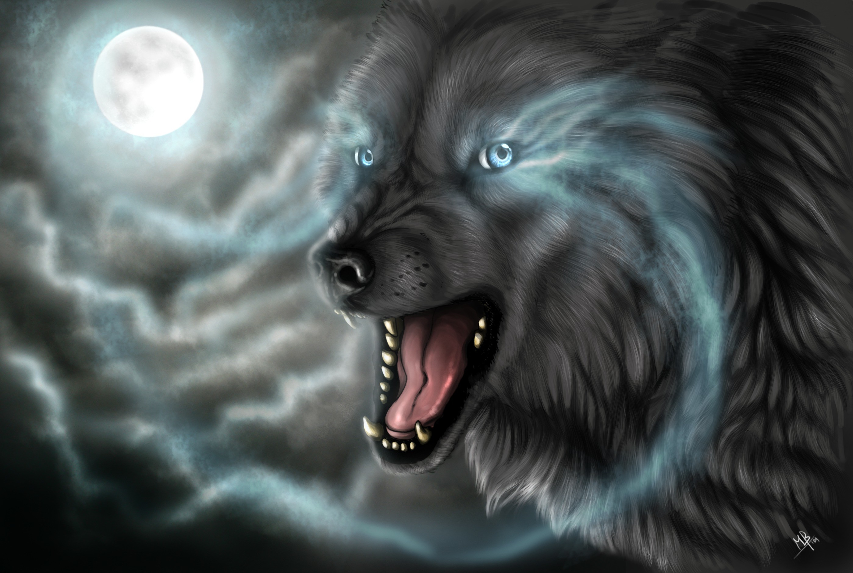 2799x1880 Dark - Animal CGI Wolf Dark Wallpaper
