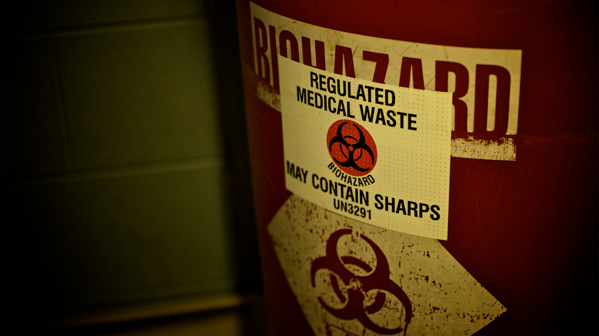 1920x1080 Biohazard Waste Warning Sign Needles Text Dark Horror Blood Wallpaper At  Dark Wallpapers