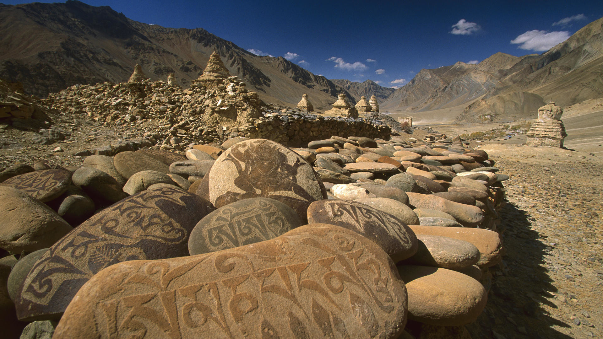 1920x1080 Download Background - Carved Buddhist Mani Stones, Zangla, Kingdom of  Zanskar, India - Free Cool Backgrounds and Wallpapers for your Desktop Or  Laptop.