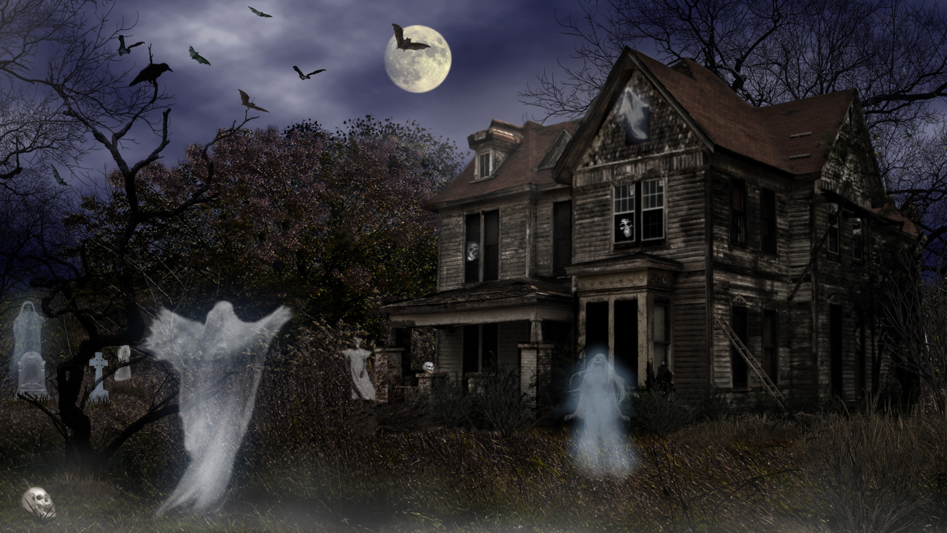 1920x1080 ... Halloween Haunted House Spirits Halloween Haunted House Wallpapers ...