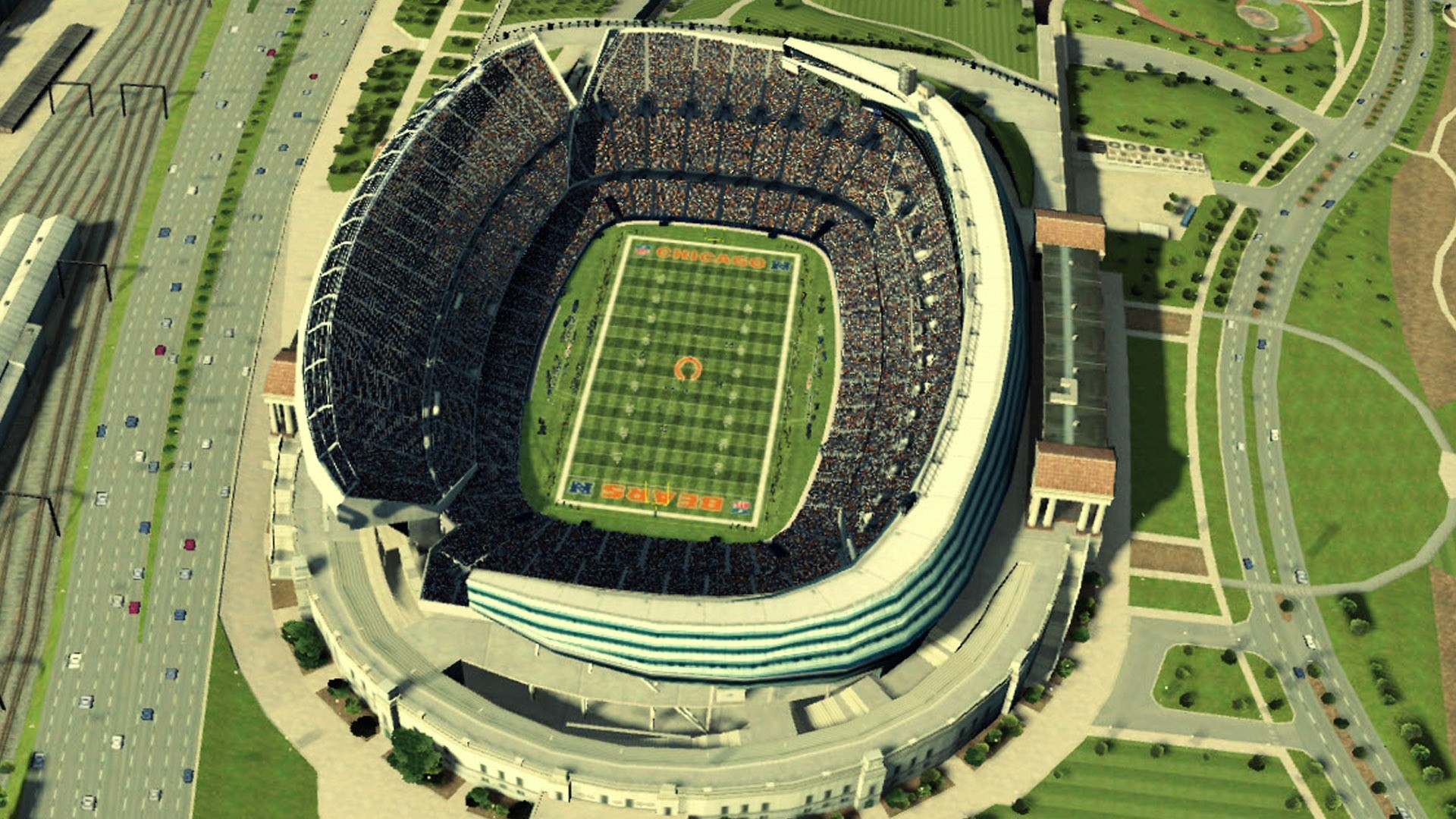 1920x1080 nfl chicago bears stadium air view
