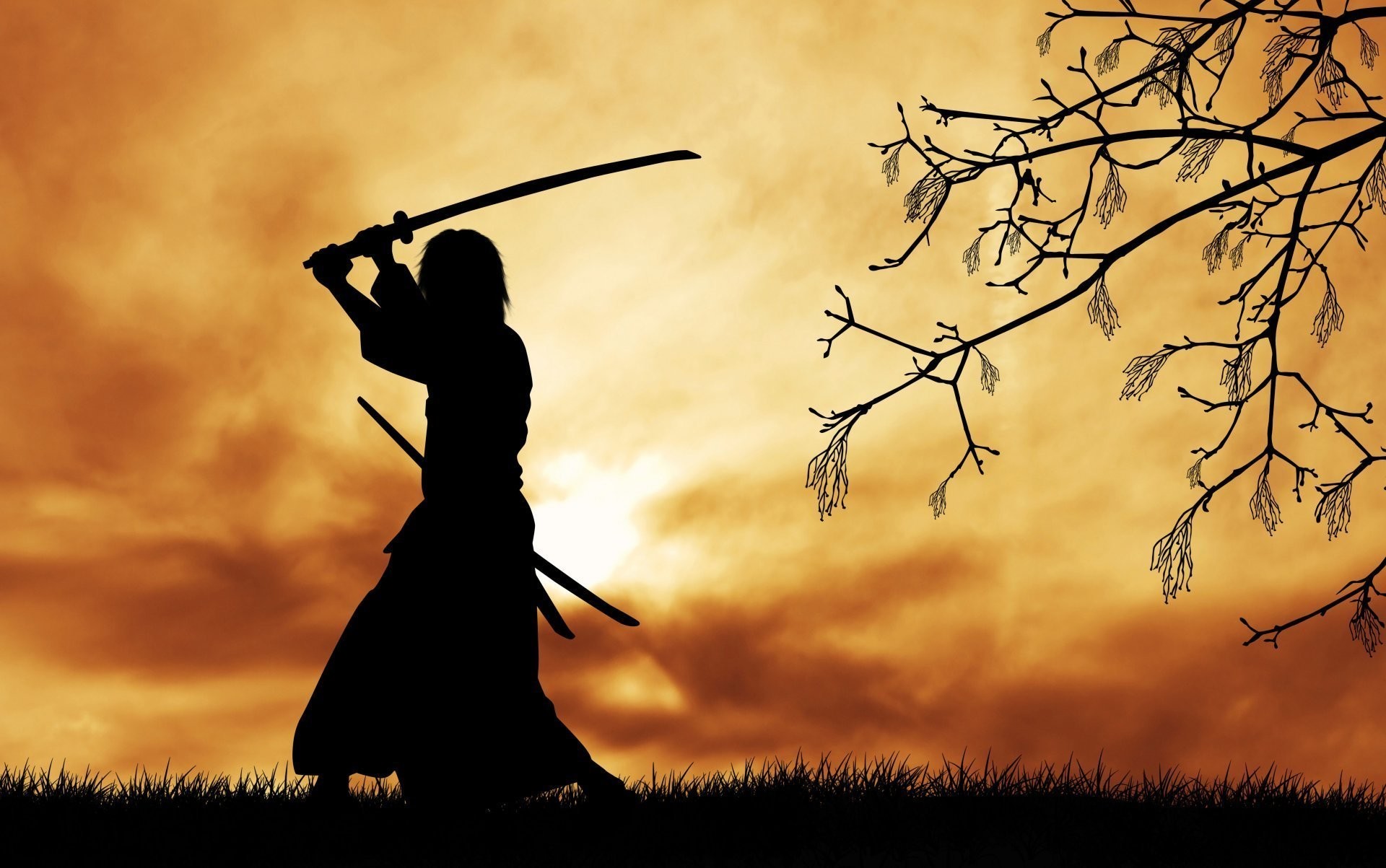 1920x1203 silhouette-warrior-bushido-the-way-warrior-spirit-law-samurai-samurai-samurai-sword-katana-morning-tree-branches-serenity-nature-beautiful-background-  ...