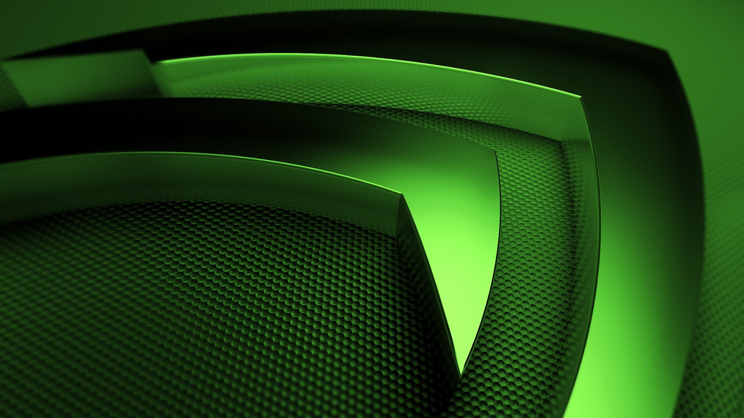 2560x1440 Preview wallpaper nvidia, green, symbol 
