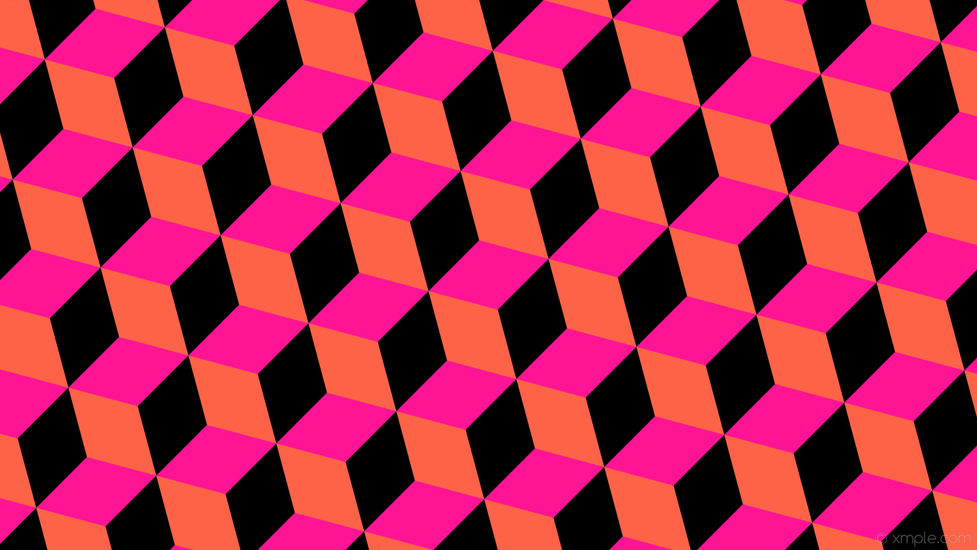 1920x1080 wallpaper black 3d cubes pink orange deep pink tomato #ff1493 #ff6347  #000000 195