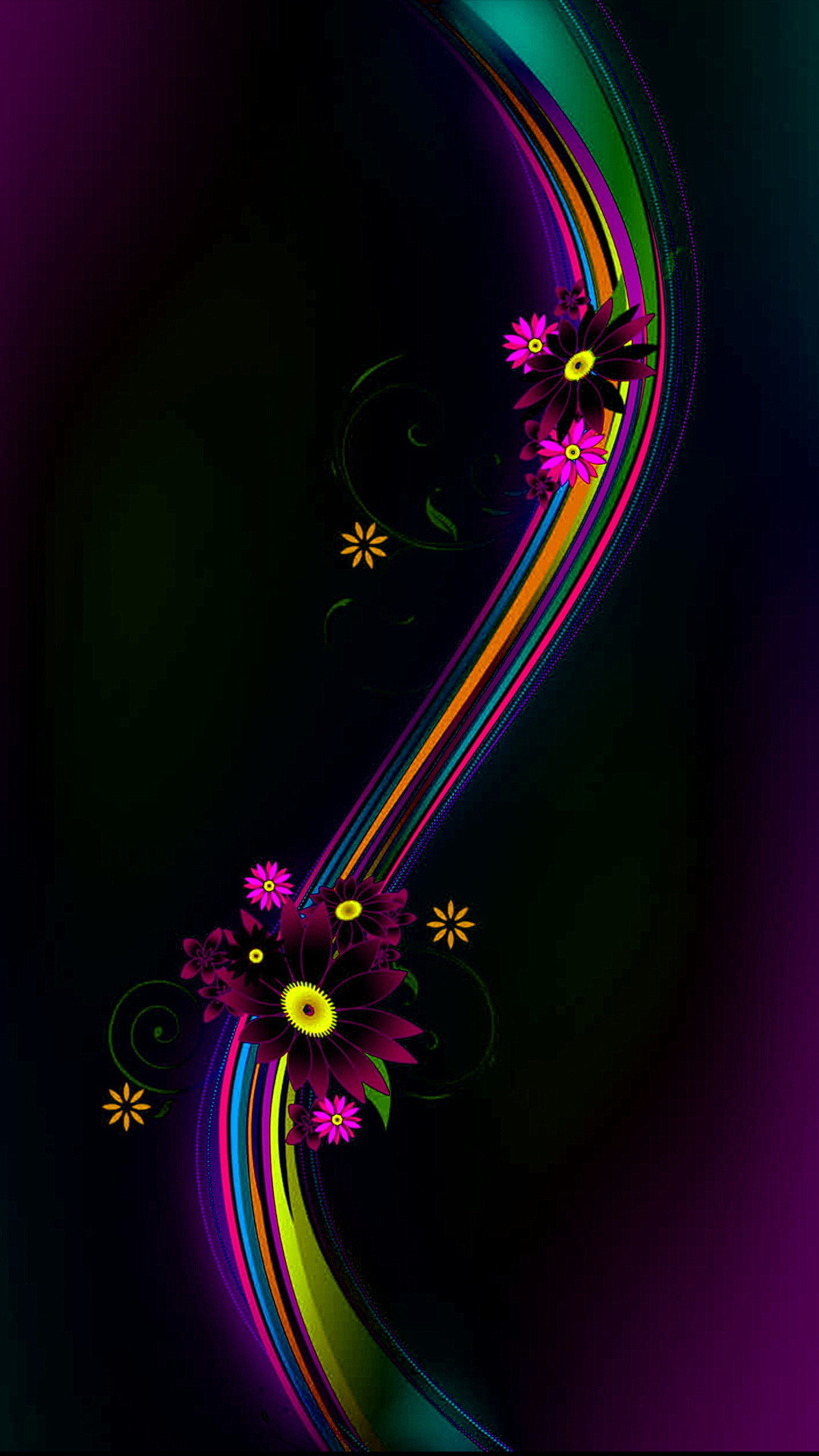 1080x1920 Black flower - Tap to see more flowery colorful patterened abstract  wallpapers! - @mobile9