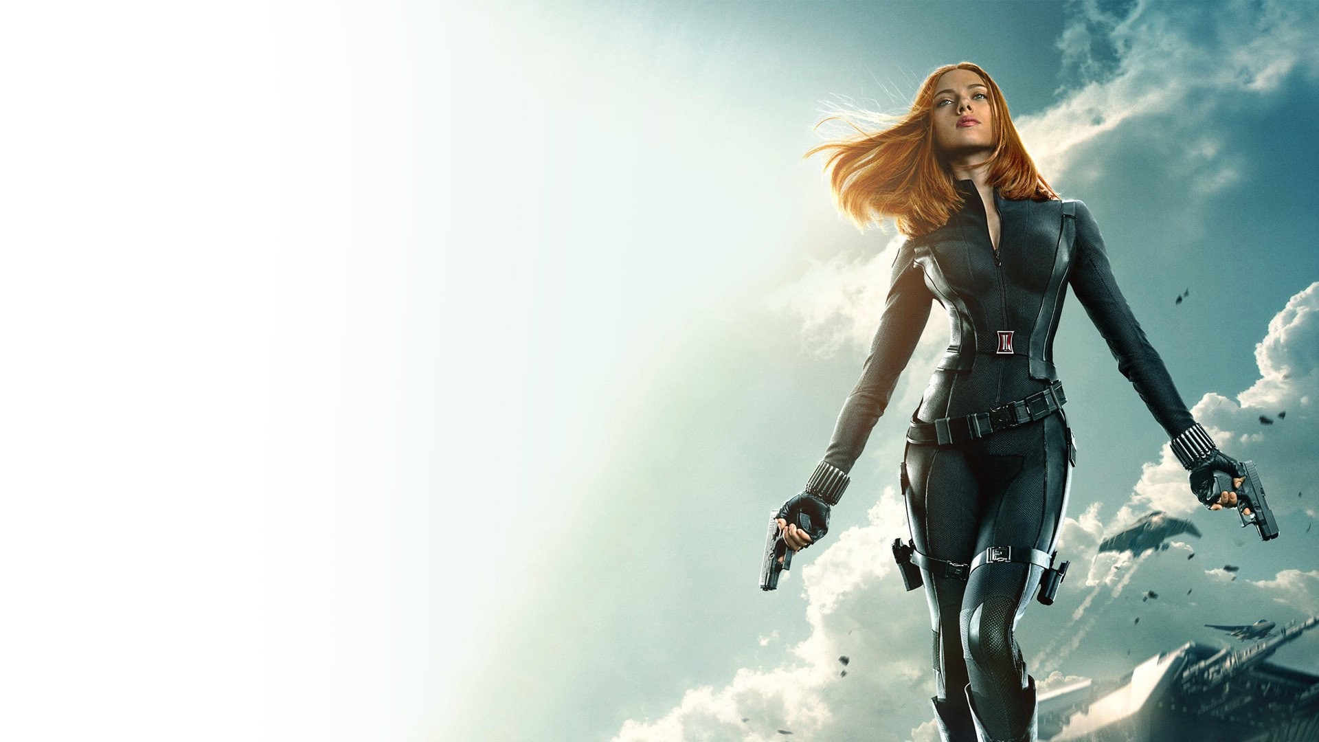 1920x1080 Scarlett Johansson Redhead Captain America Winter Soldier Handgun Black  Widow wallpaper