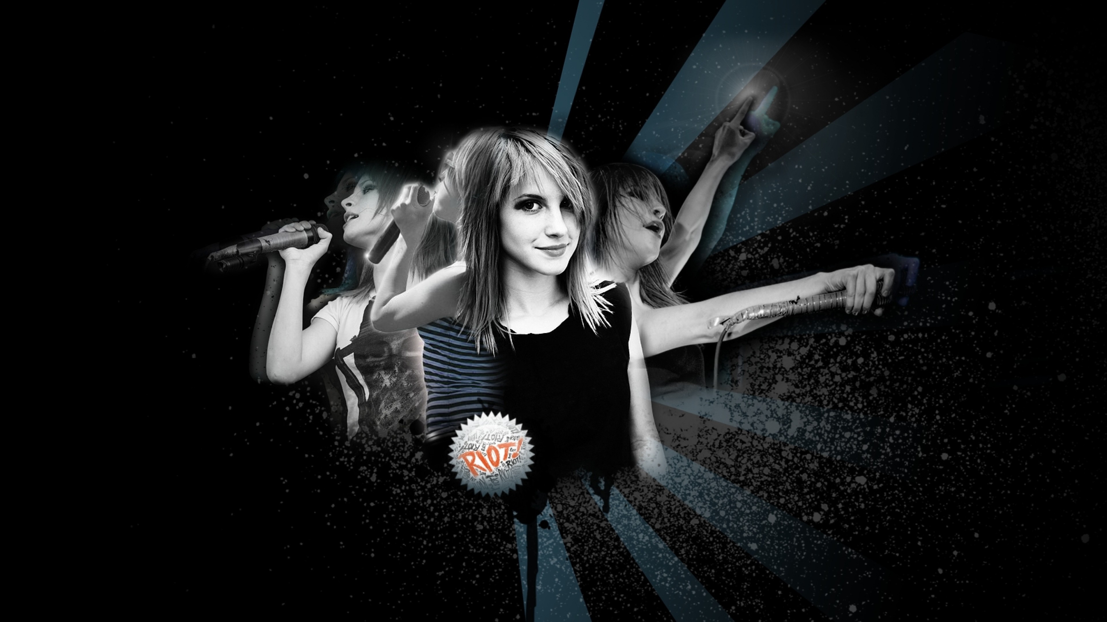 3840x2160  Wallpaper paramore, girl, graphics, background, spray
