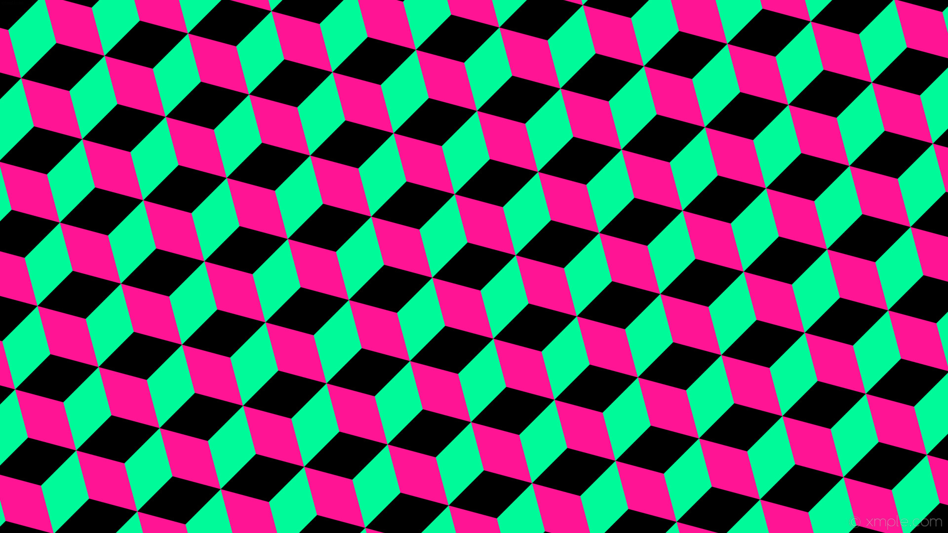 1920x1080 wallpaper green pink 3d cubes black deep pink medium spring green #000000  #ff1493 #
