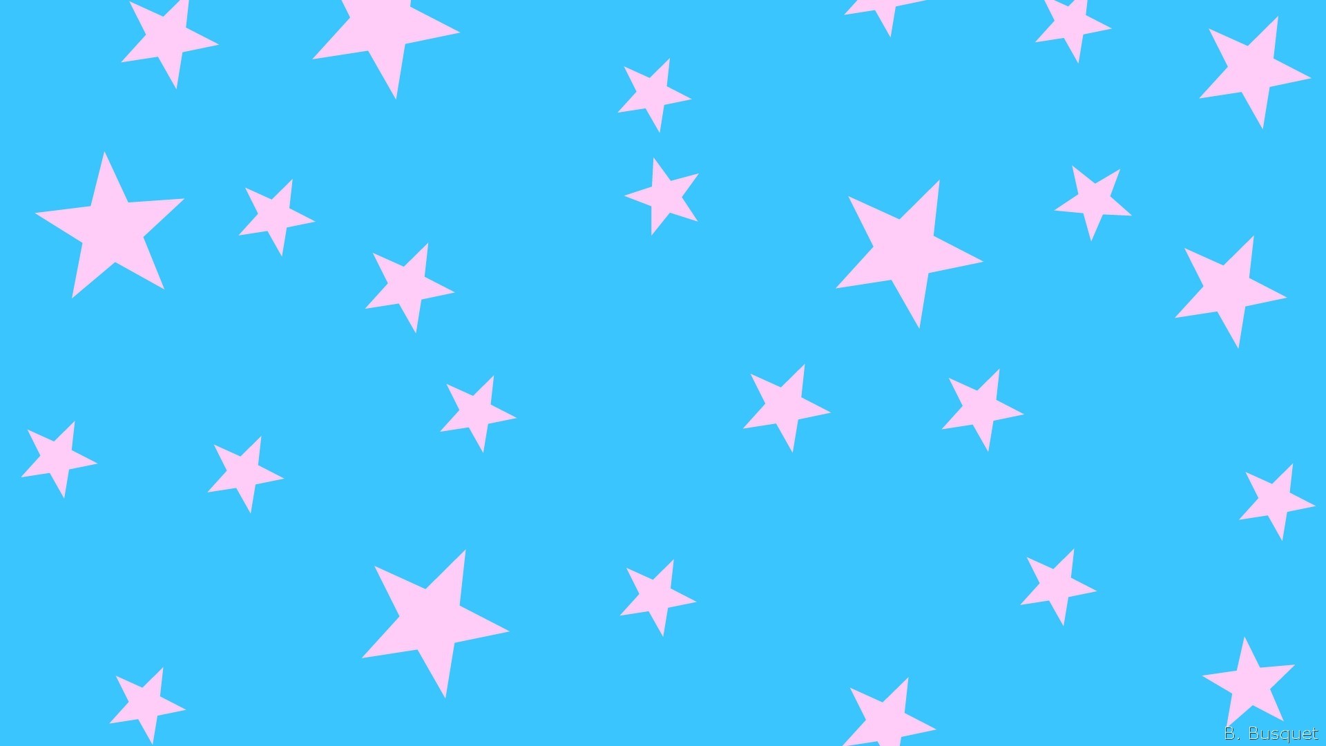 1920x1080 Baby blue with small and bigger pink stars.