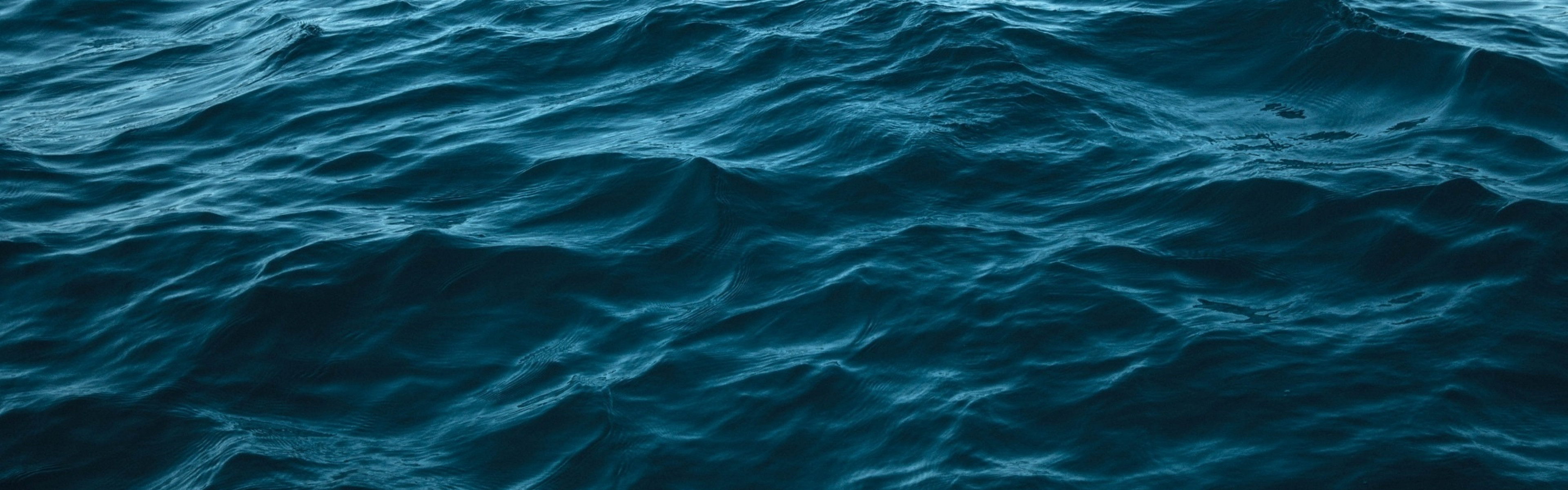 3840x1200  Wallpaper sea, water, waves, ripples, depth