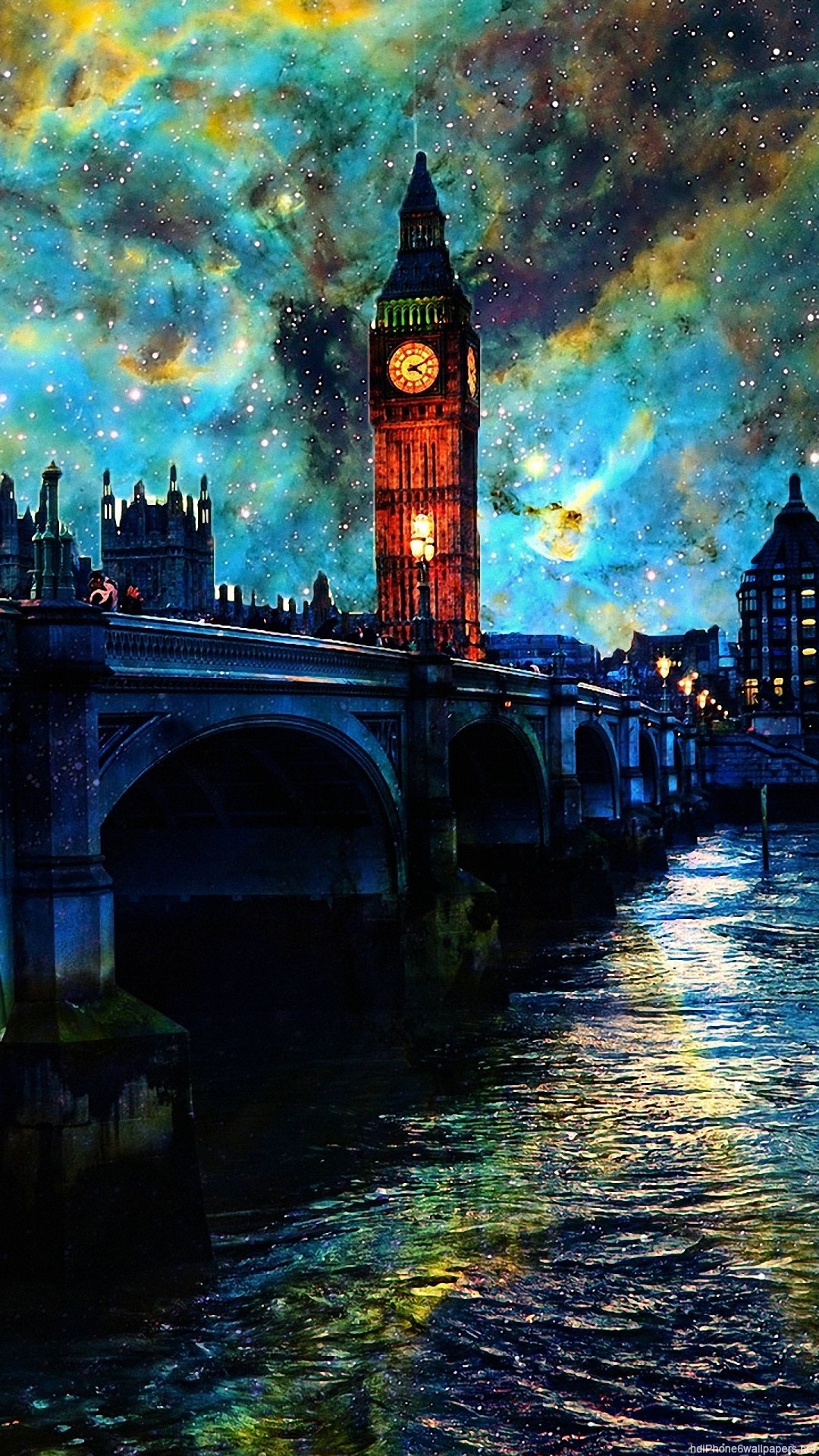 1080x1920 HD river night water clouds sky london iphone 6 wallpaper