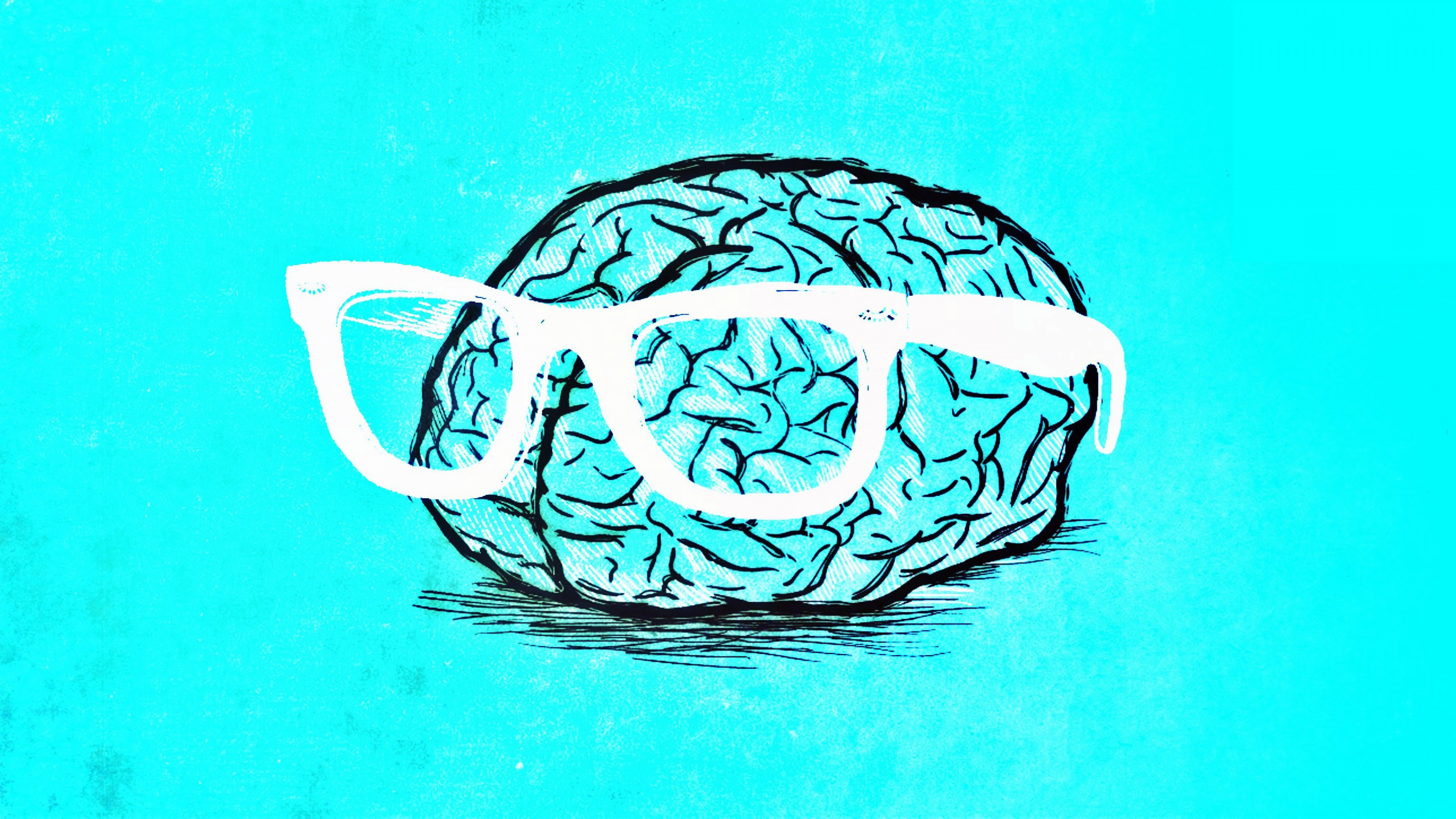 3840x2160  Wallpaper brain, glasses, art, gyrus