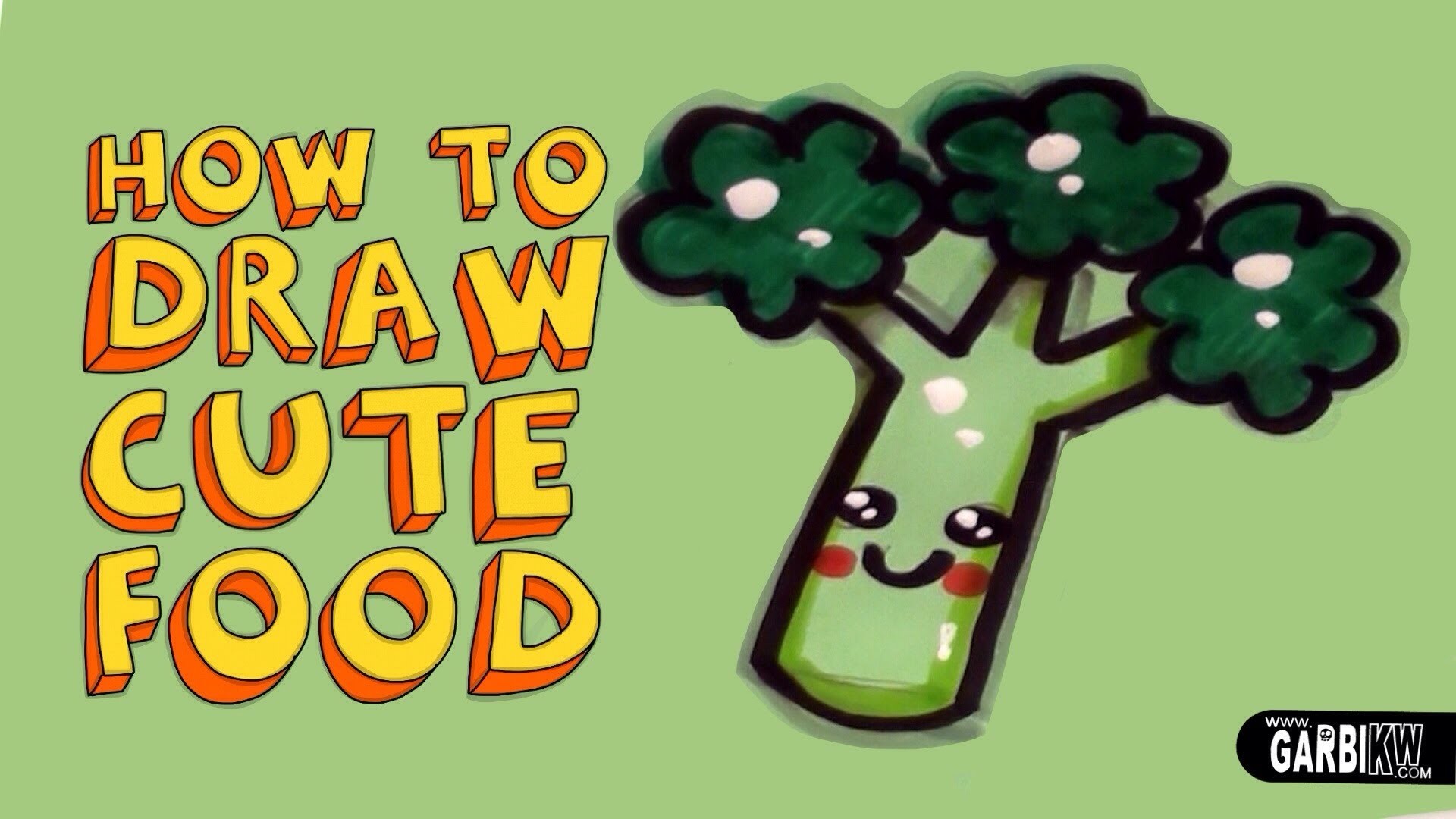 1920x1080 How To Draw a Cute Broccoli - Kawaii Food - Easy Drawings by Garbi KW -  YouTube
