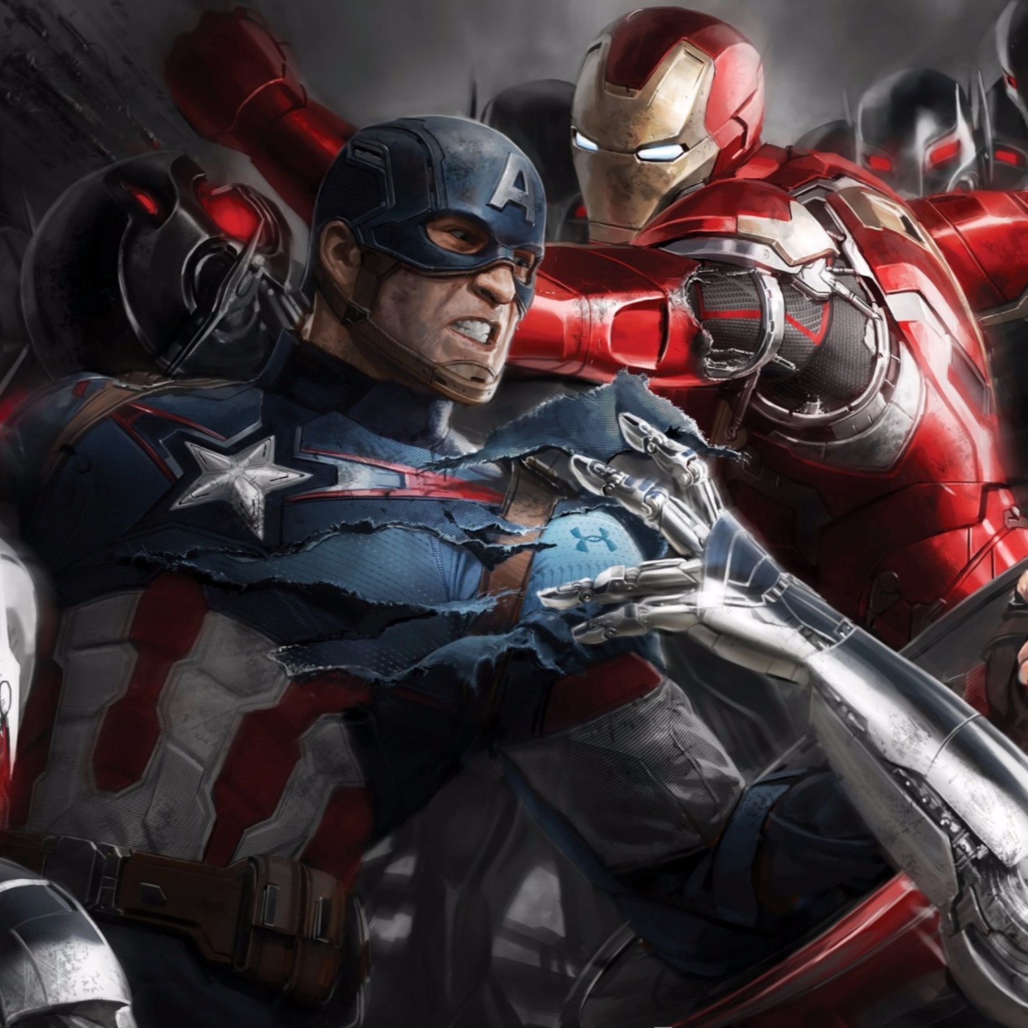 2048x2048 Related to Iron Man and Captain America 4K Avengers Age of Ultron Wallpaper