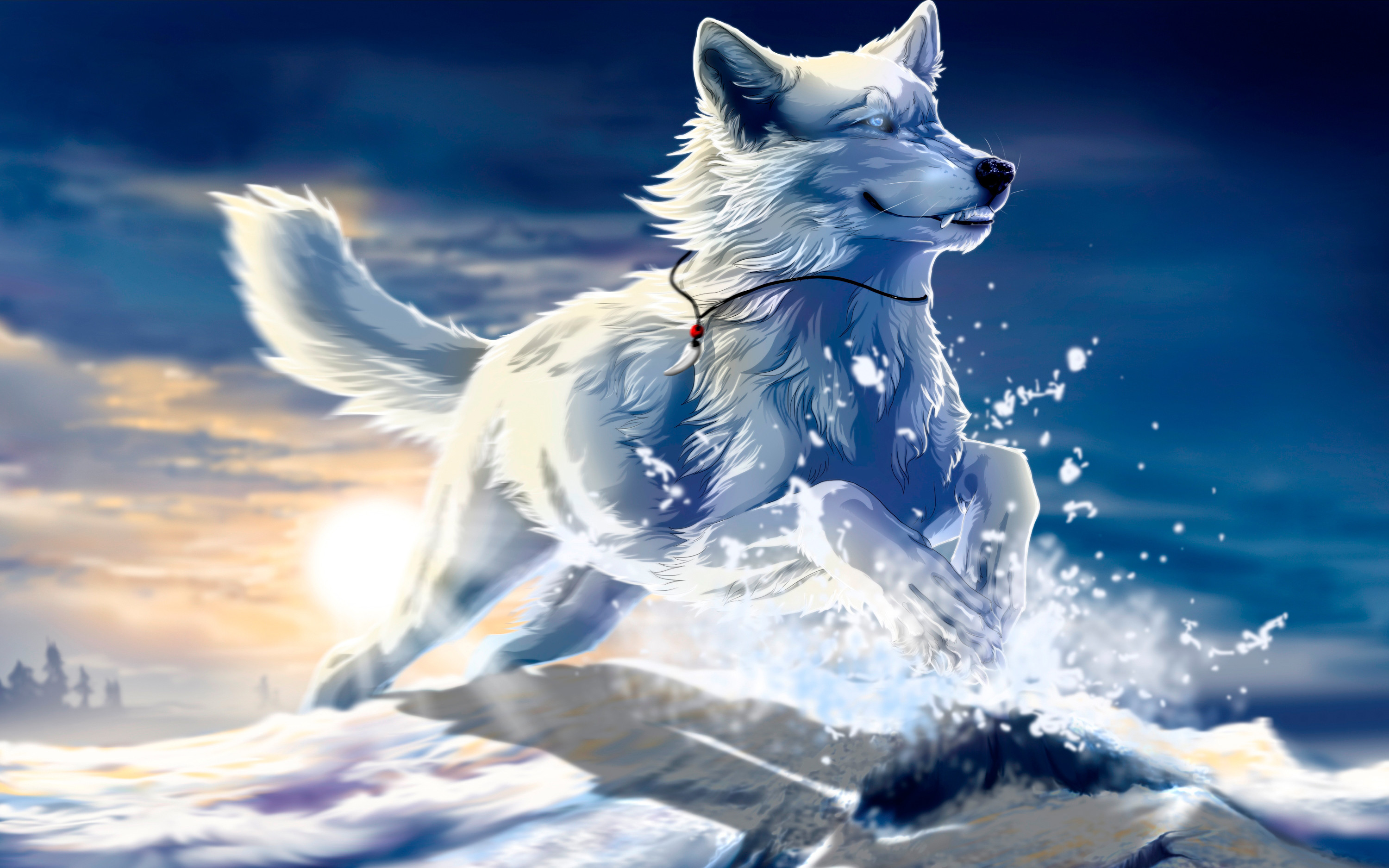 3000x1875 Displaying 13> Images For - Anime Wolf With Blue Eyes.