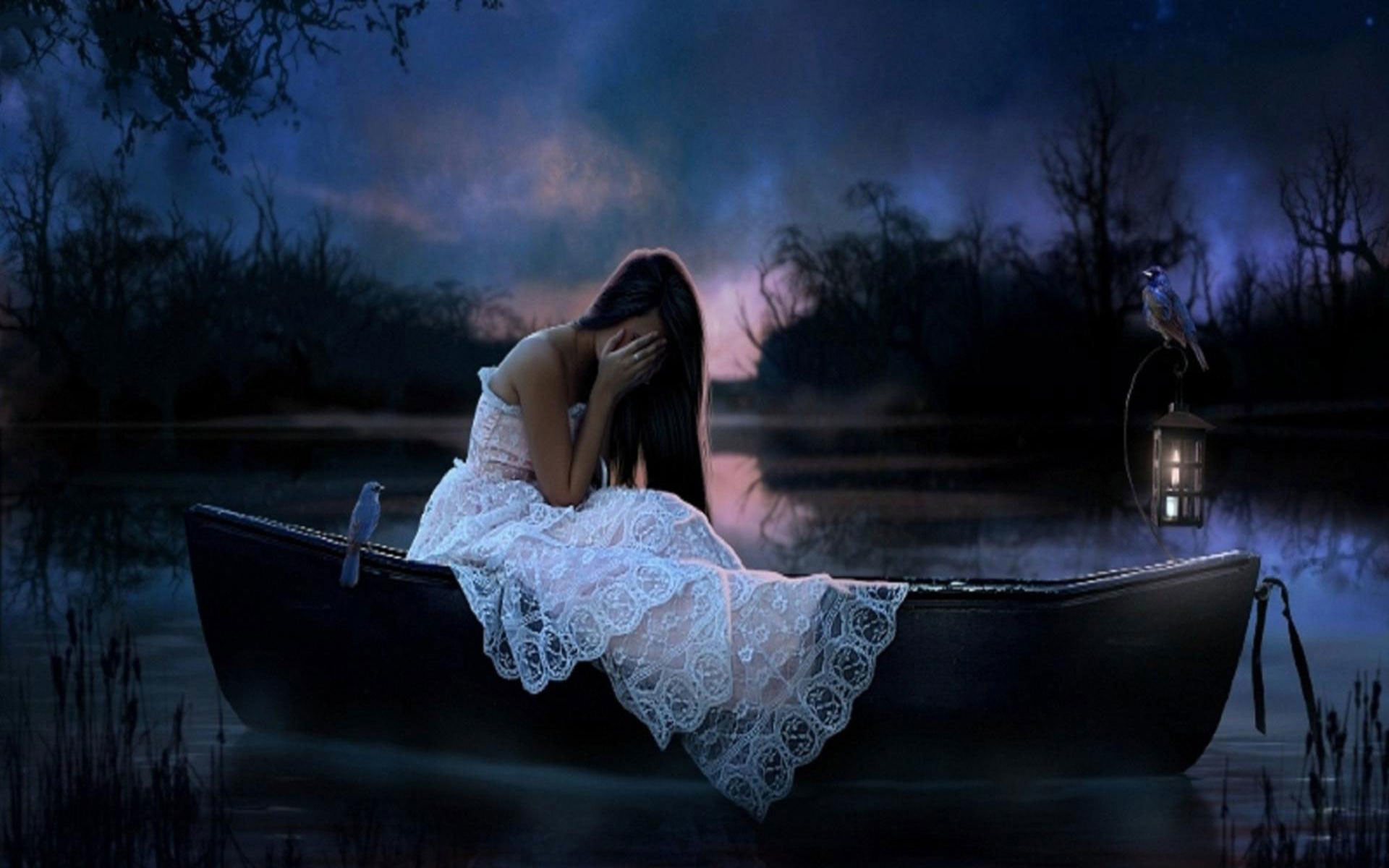 1920x1200 Alone Sad Girls in Night Wallpapers HD Pictures