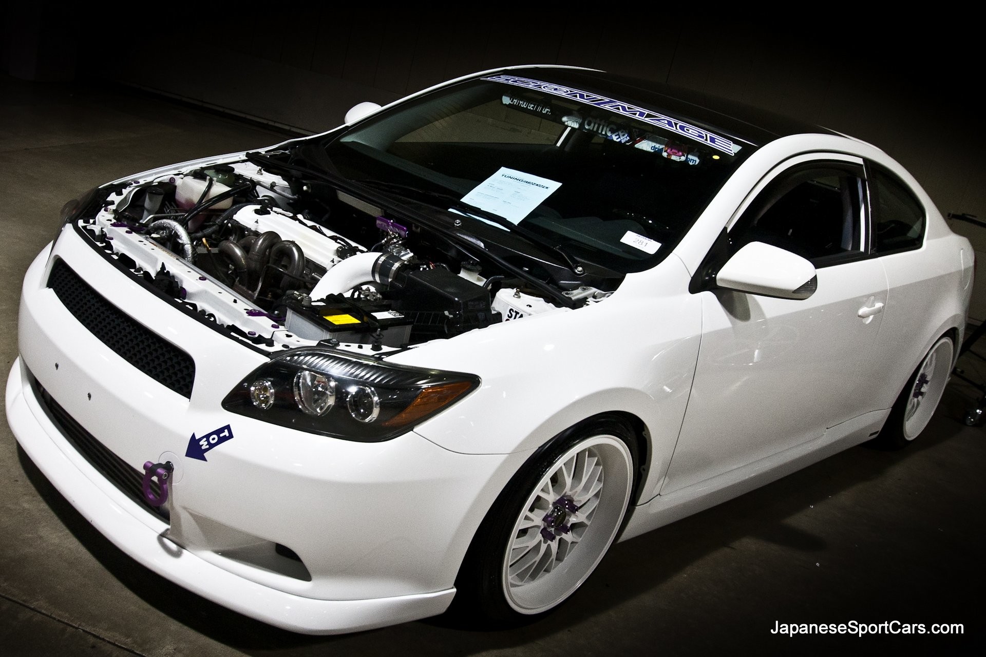 1920x1280 White Scion tC with FIVE Axis Body Kit and Kyowa Wheels - Picture Number:  594617