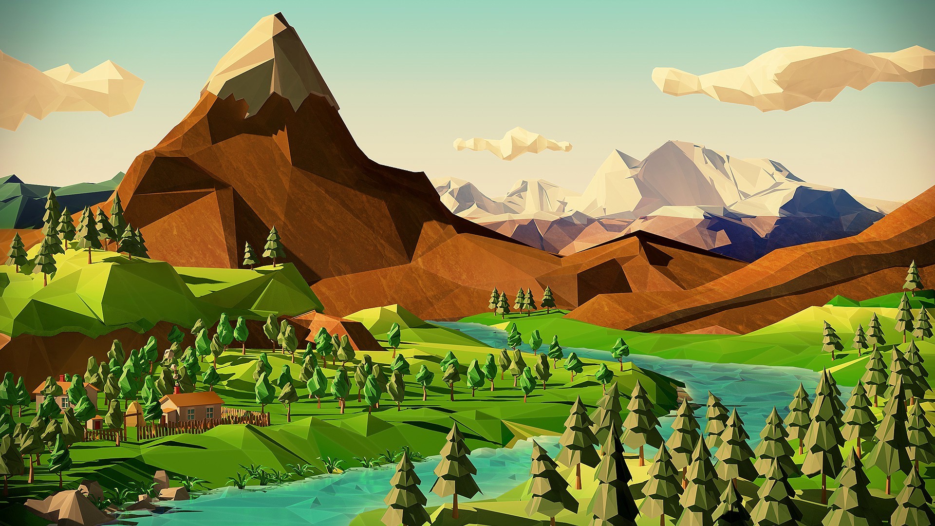 1920x1080 low Poly, Landscape, Render Wallpapers HD / Desktop and Mobile Backgrounds