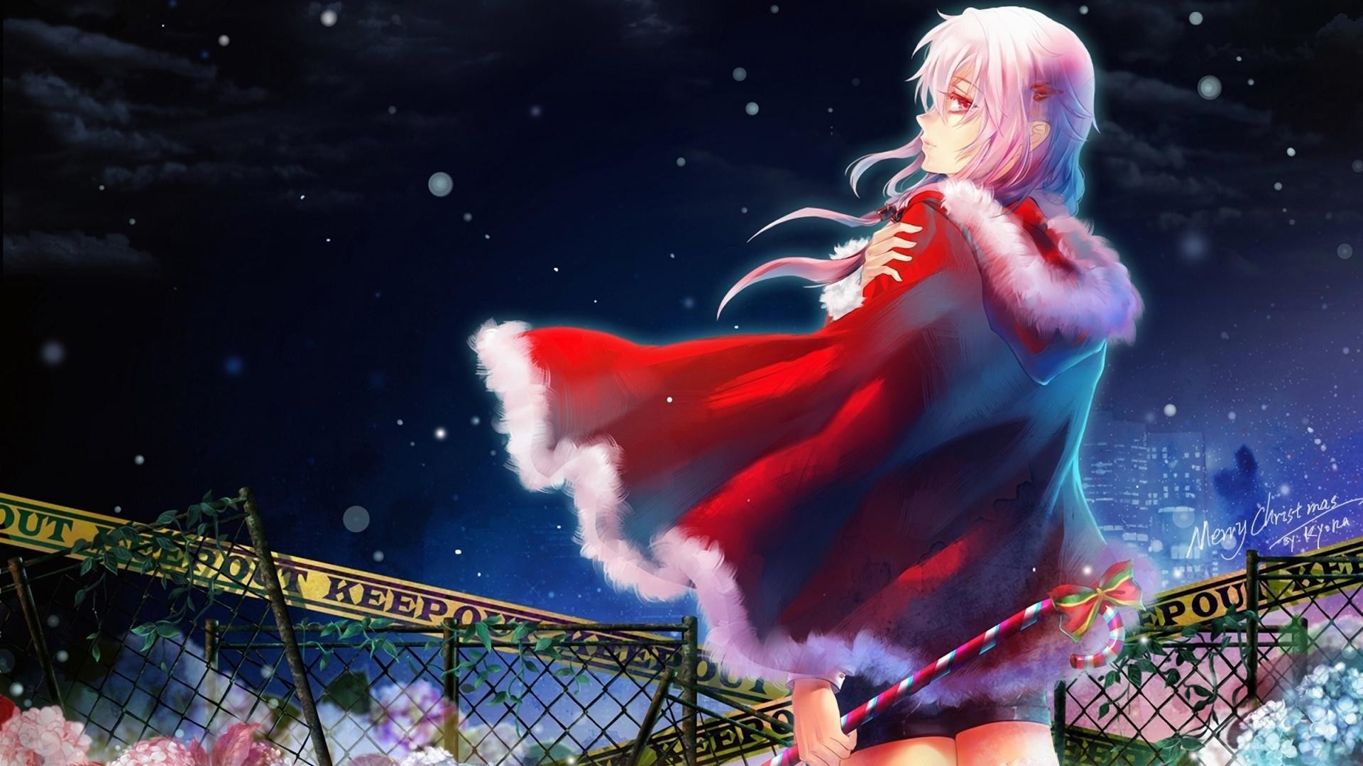 1920x1080 Christmas-red-dress-anime-girl-wallpaper