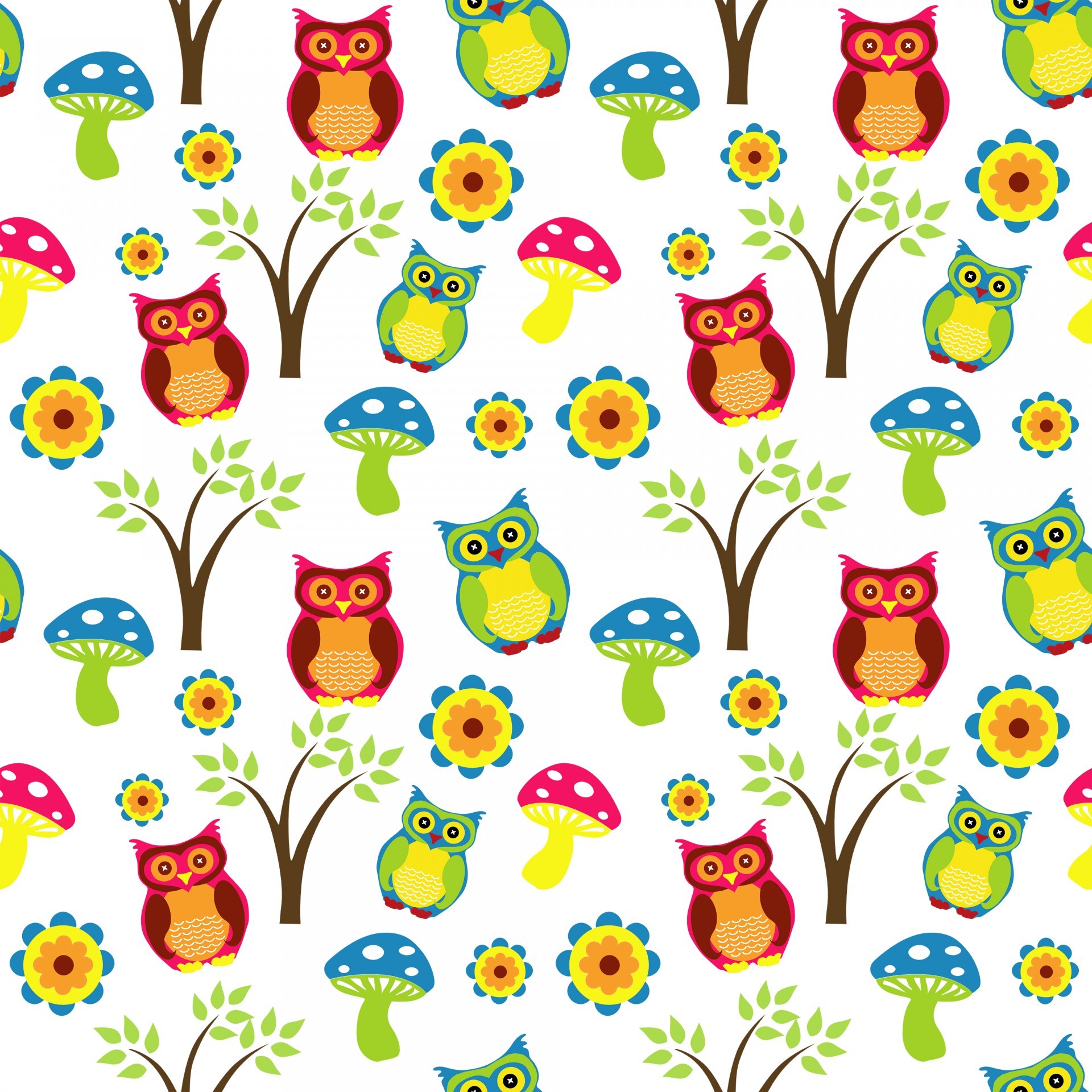 1920x1920 Cute Owl Wallpaper Pattern