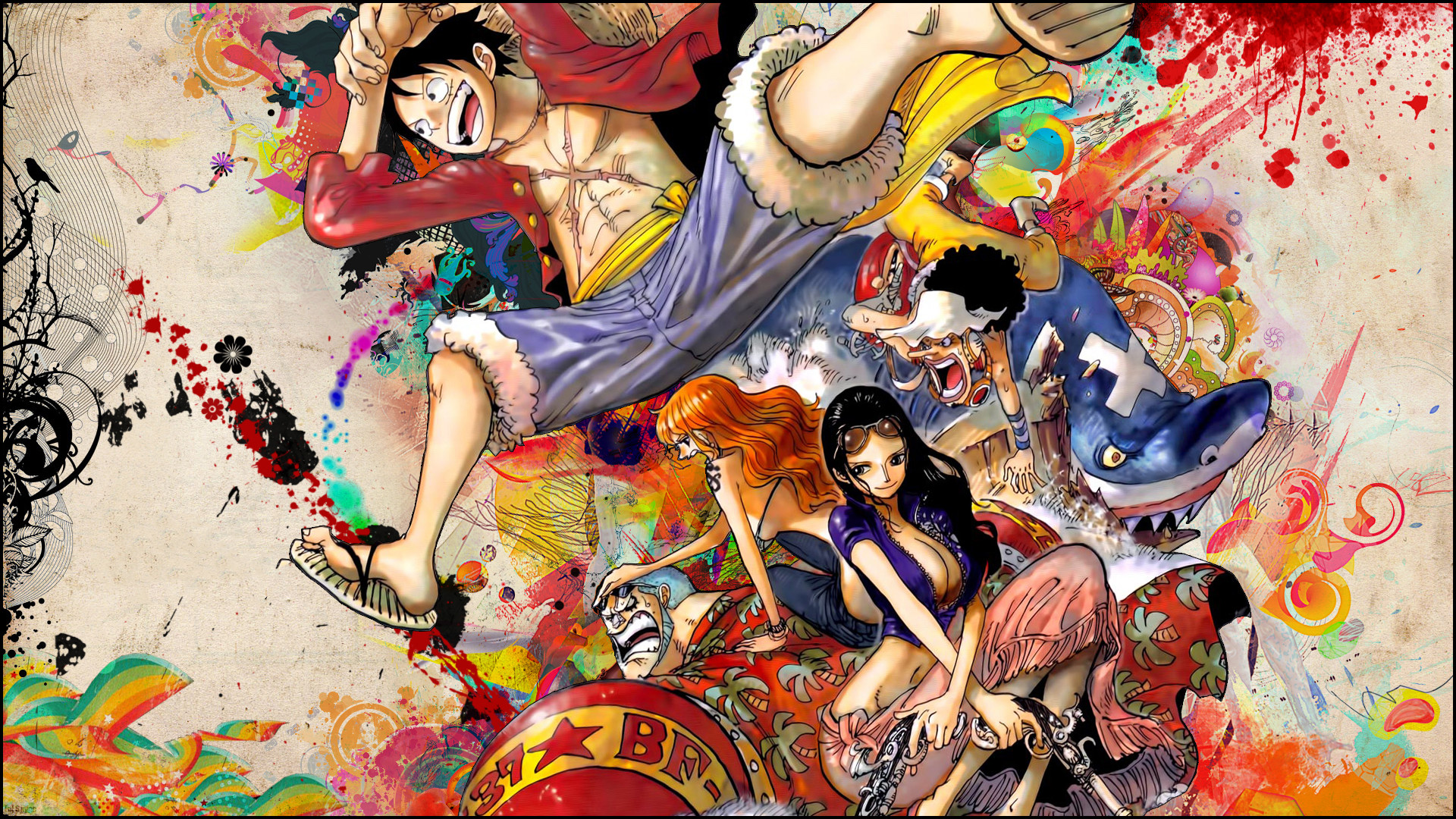 1920x1080 Franky One Piece Nami Nico Robin Anime Strawhat Pirates Usopp