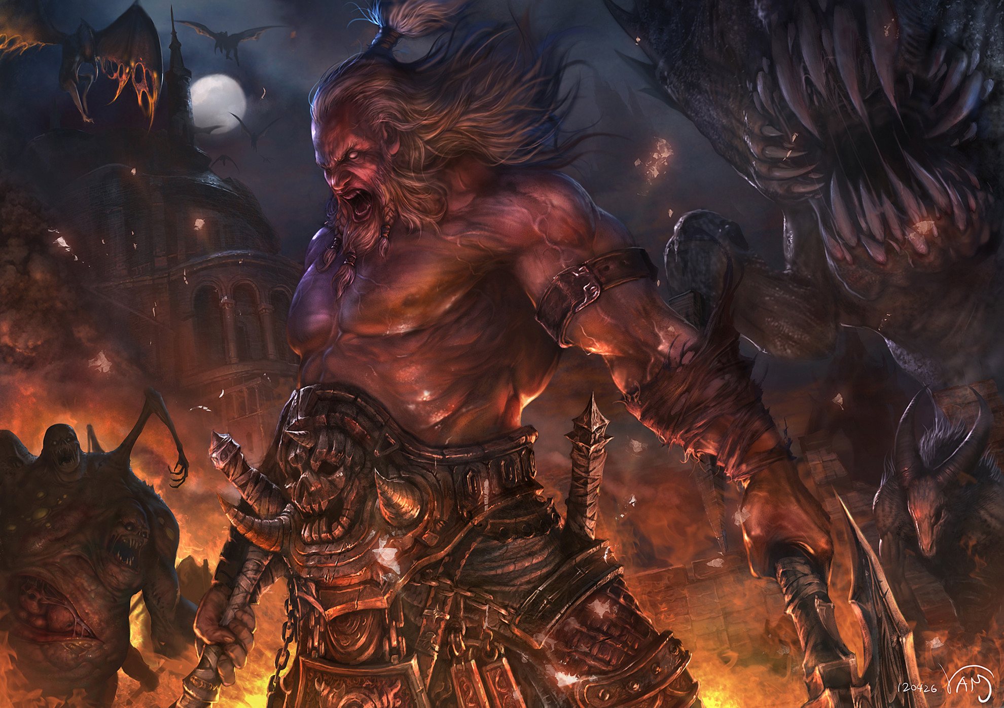1980x1397 Video Game - Diablo III Warrior Dark Battle Fantasy Barbarian (Diablo III)  Wallpaper
