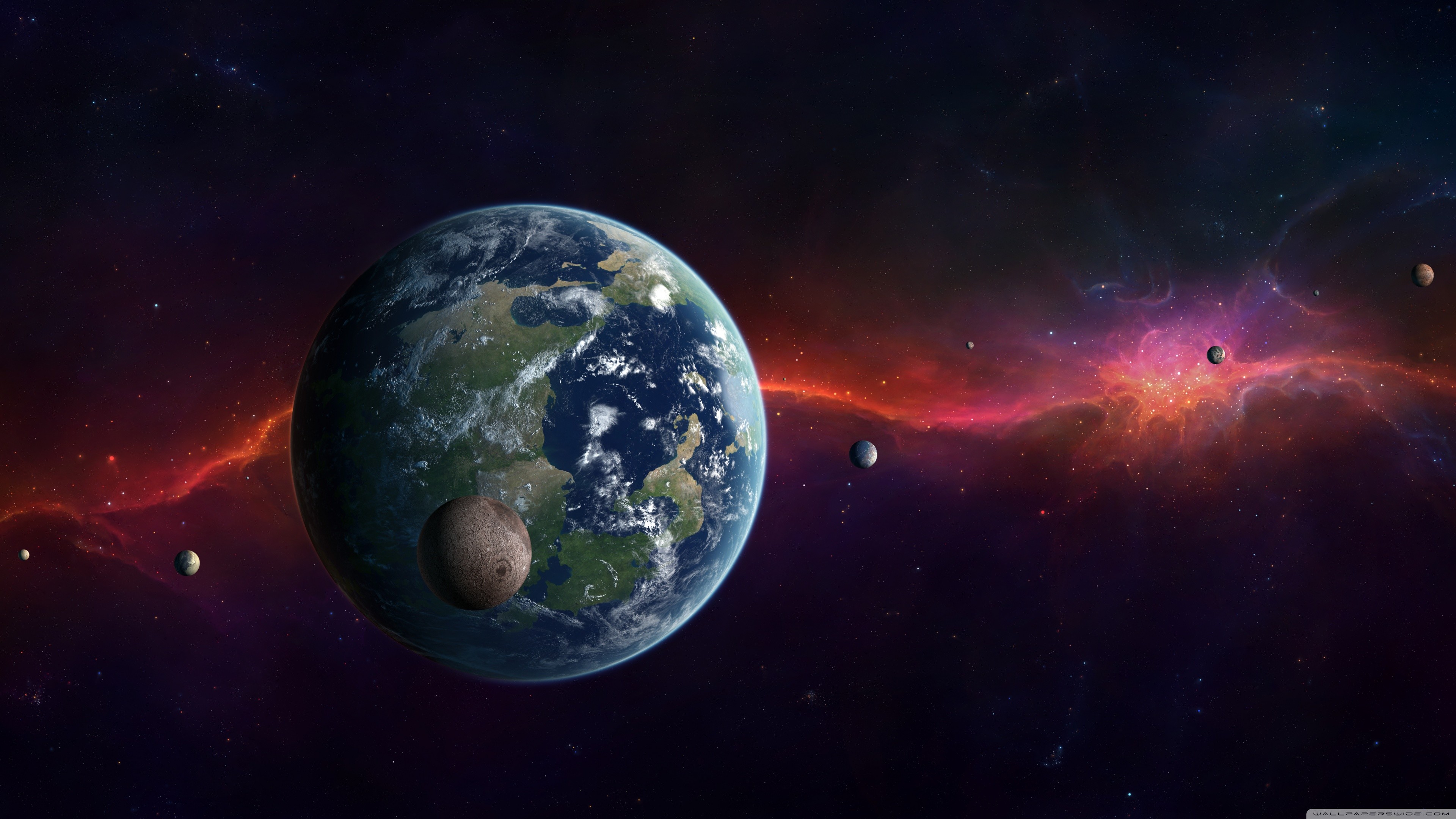 3840x2160 Earth And Moon From Space HD desktop wallpaper : High Definition .