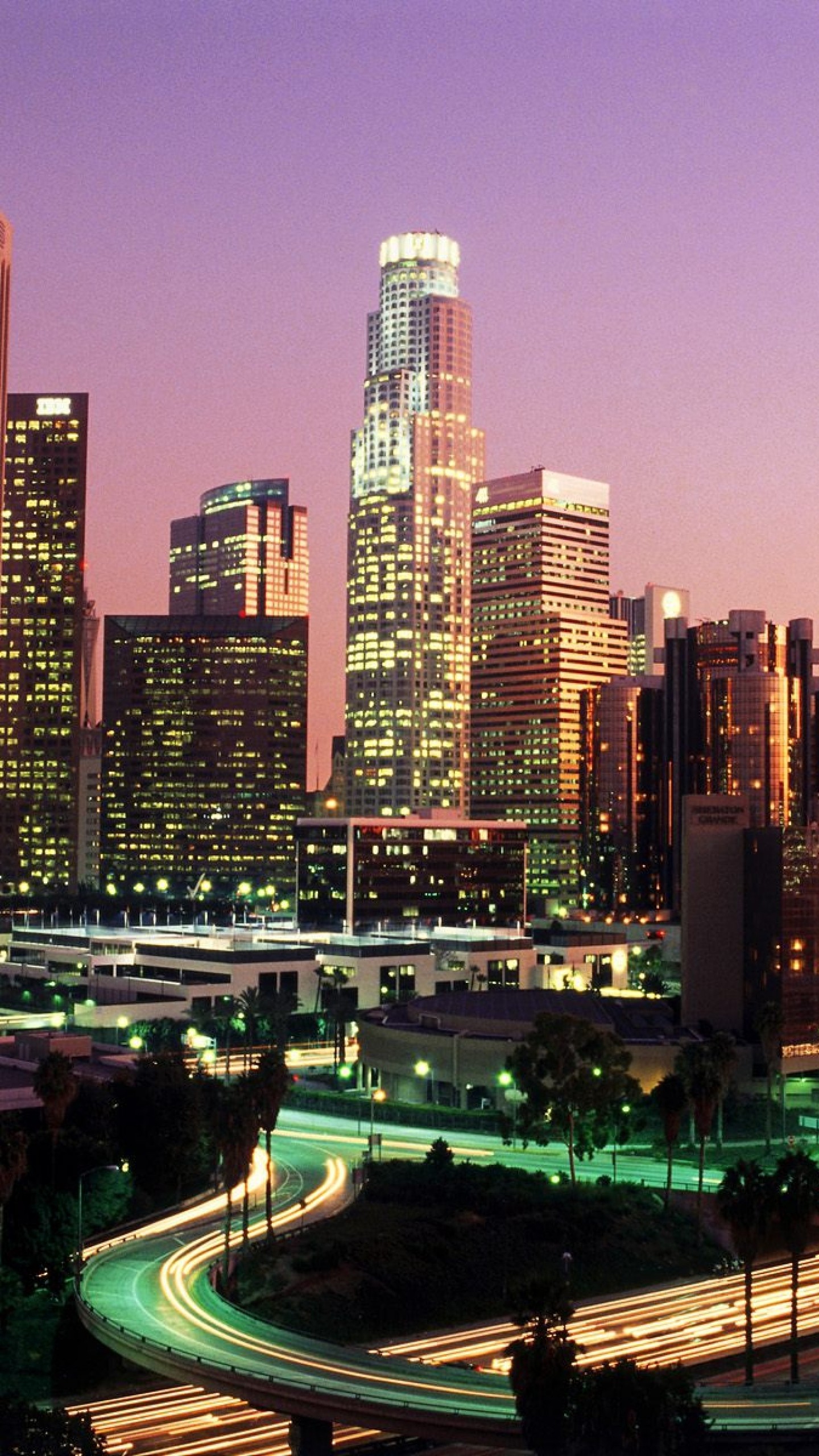 1440x2560 Preview wallpaper los angeles, california, usa, city lights, skyscrapers  