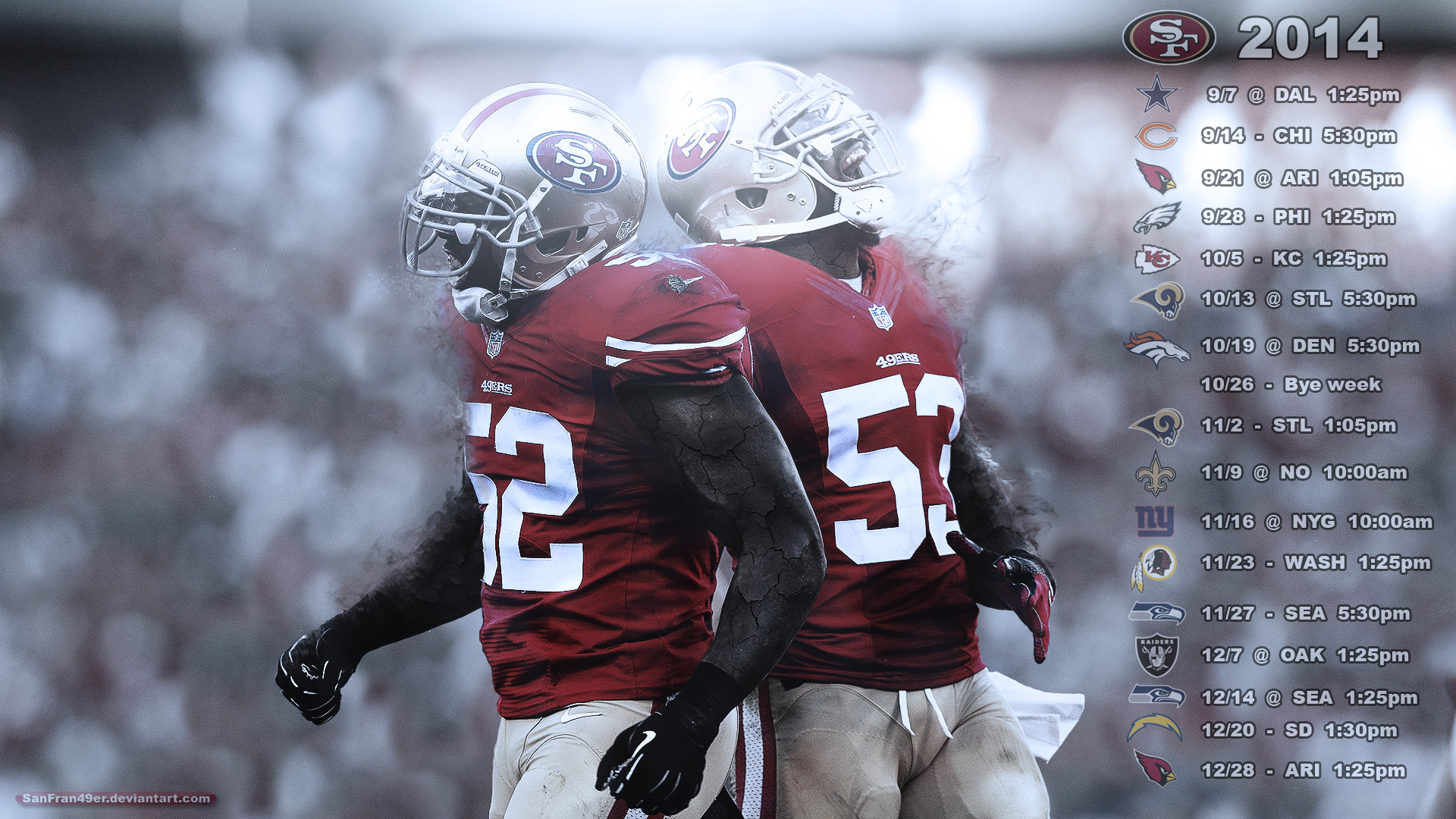 1920x1080 ... San Francisco 49ers Wallpaper 2014 Schedule(PST) By SanFran49er On  Amazing Sf 49Ers 2014