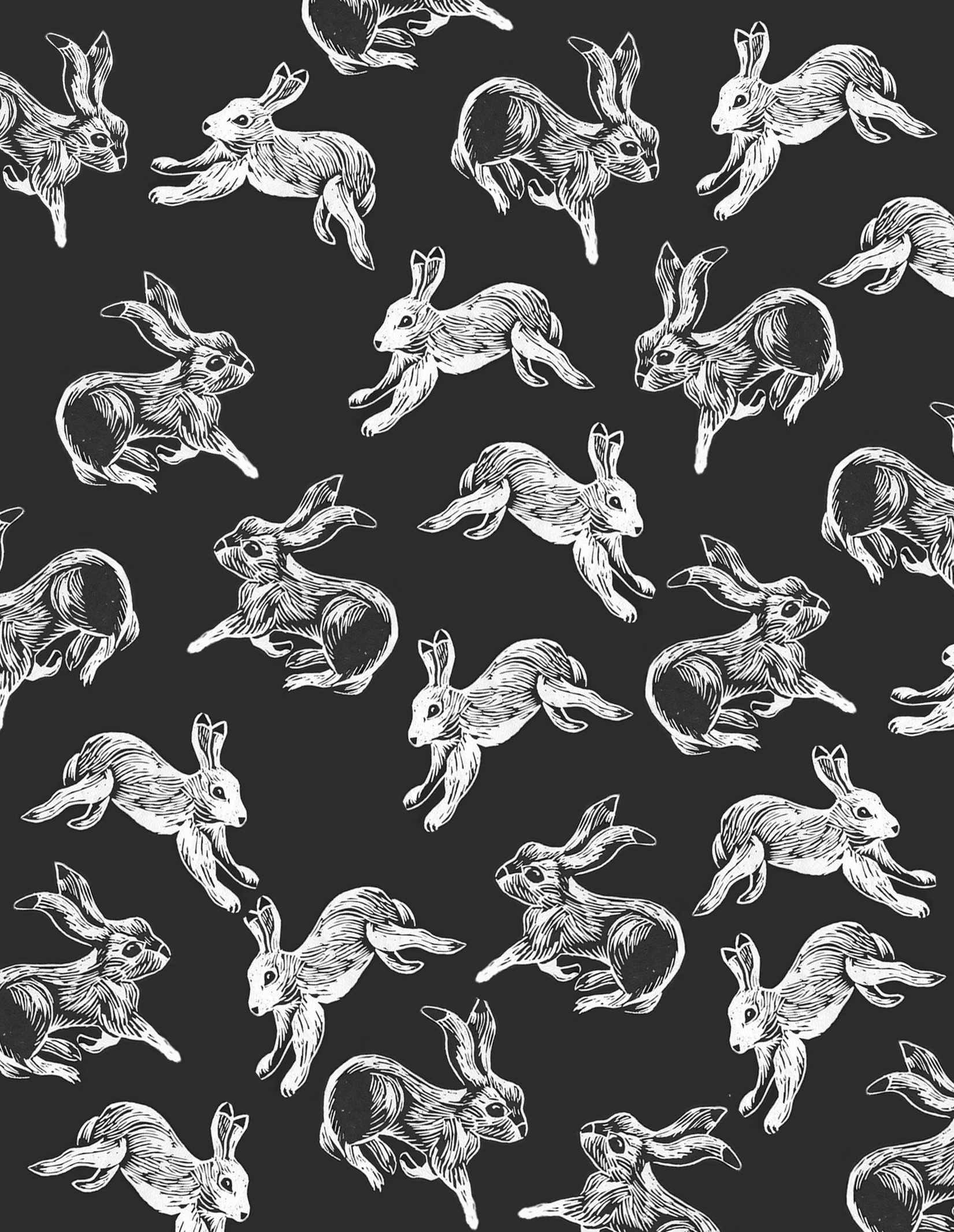 1651x2131 Whimsical Bunny Print - black & white pattern // Charlotte Neve