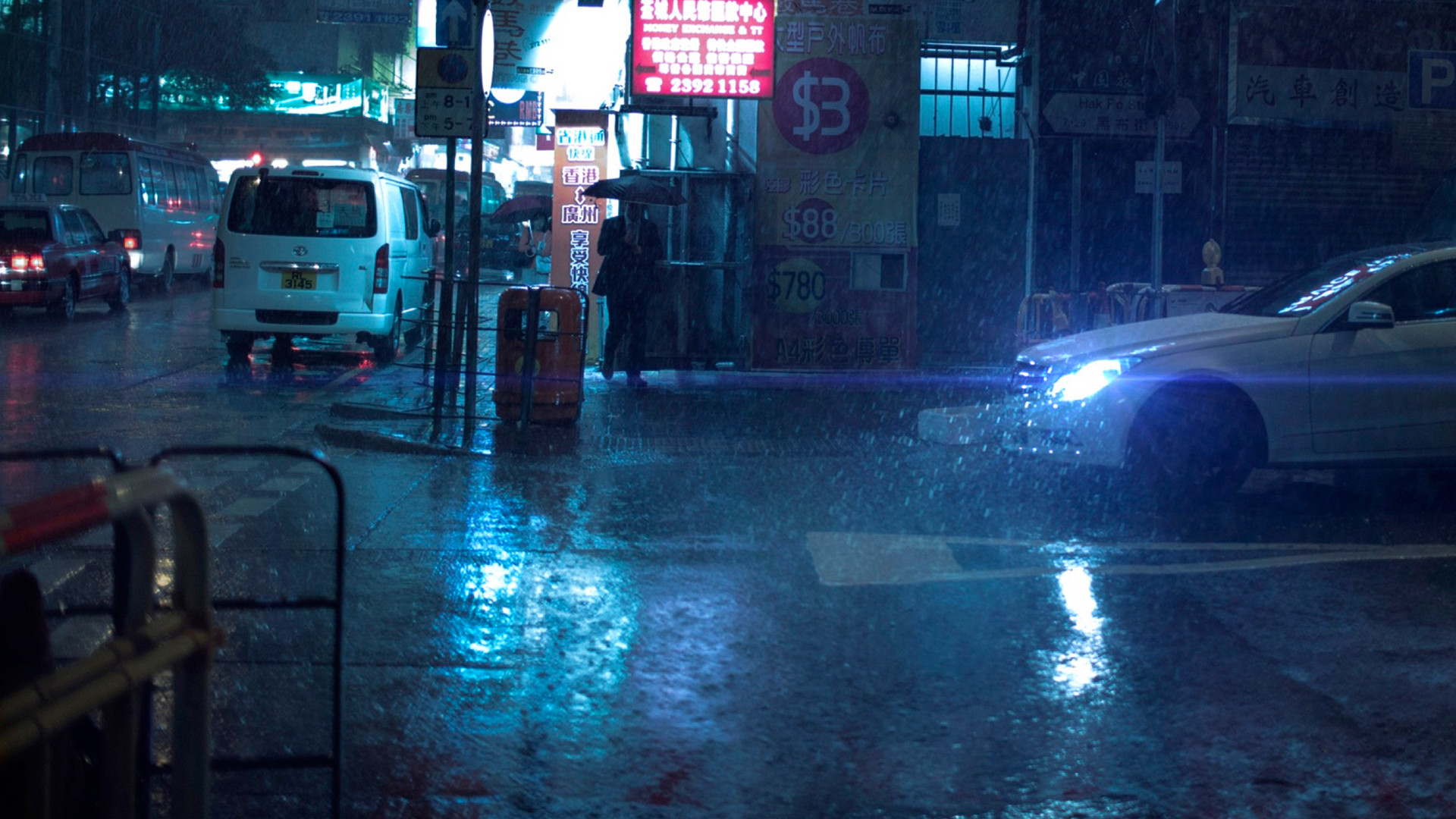 1920x1080 City Lights Cityscapes Hong Kong Rain Street