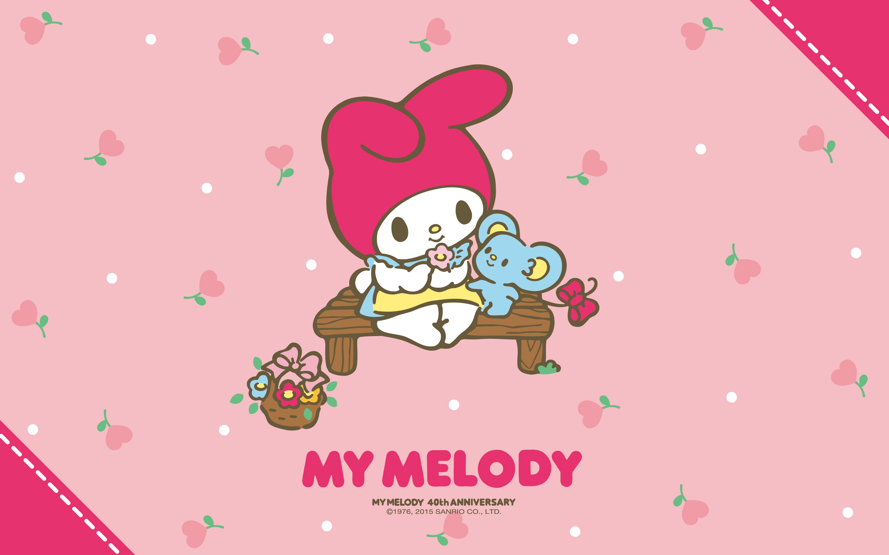 2880x1800 My Melody & Koala Pink Wallpaper - My Melody is sitting with a cute little  koala, they are admiring a pretty pink flower. Click the image to download  the ...