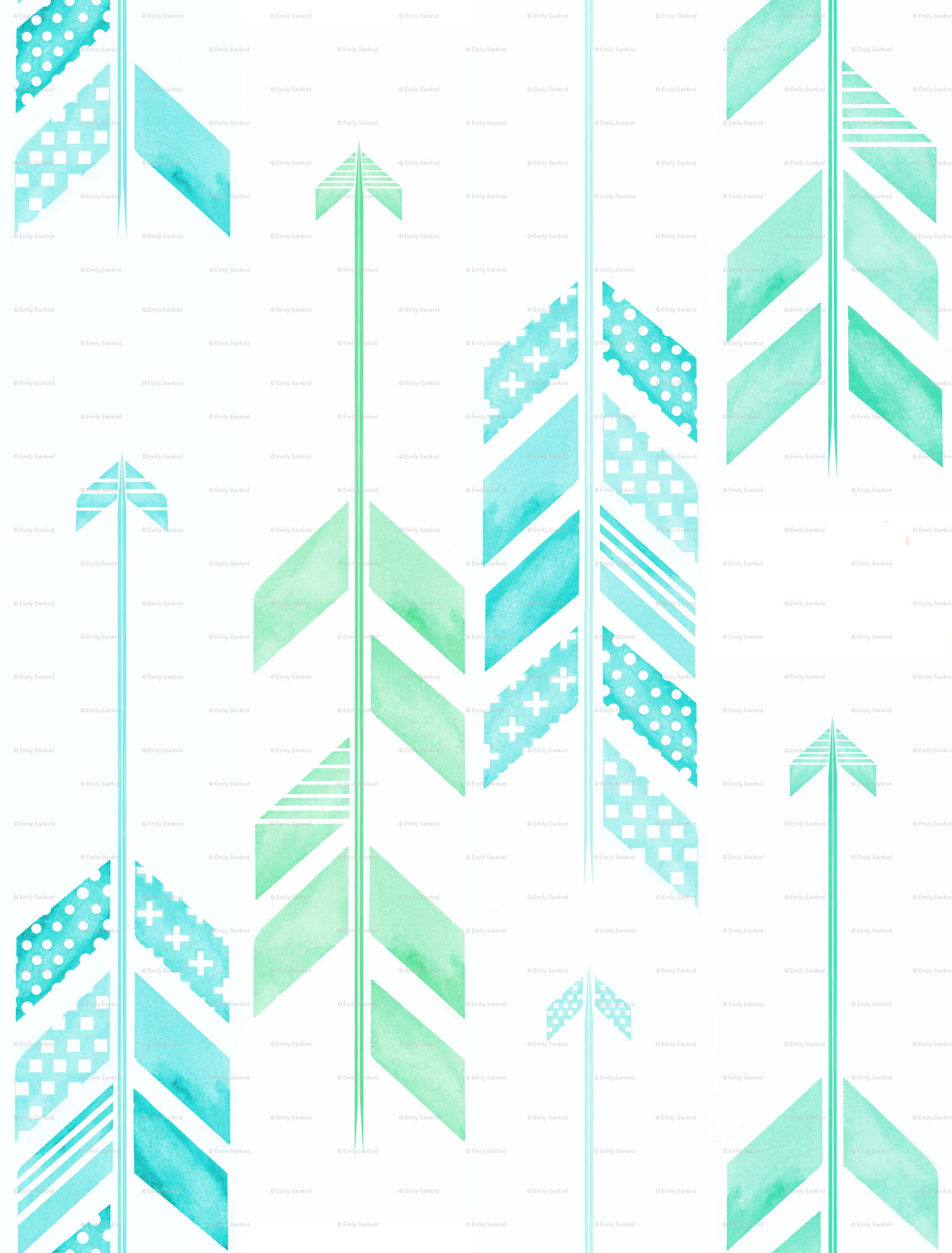 2075x2730 Mint Green Tribal Wallpaper Arrows in blue & green