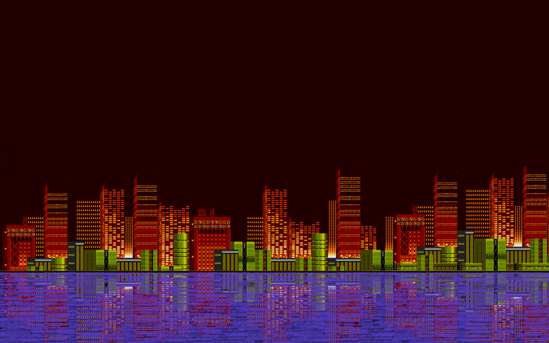 1920x1200 General  pixel art 16-bit Sega Sonic the Hedgehog city reflection