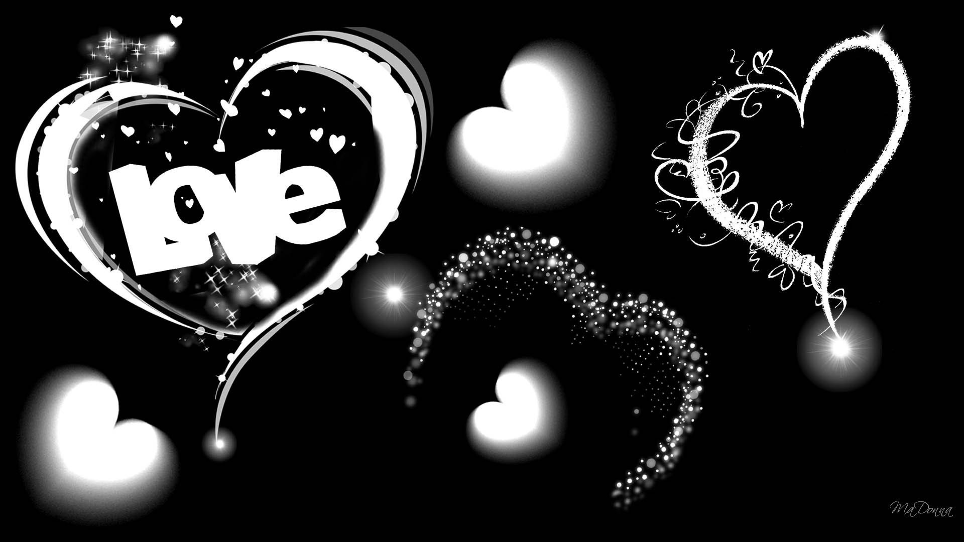 1920x1080 The Word Love in Black and White Wallpaper