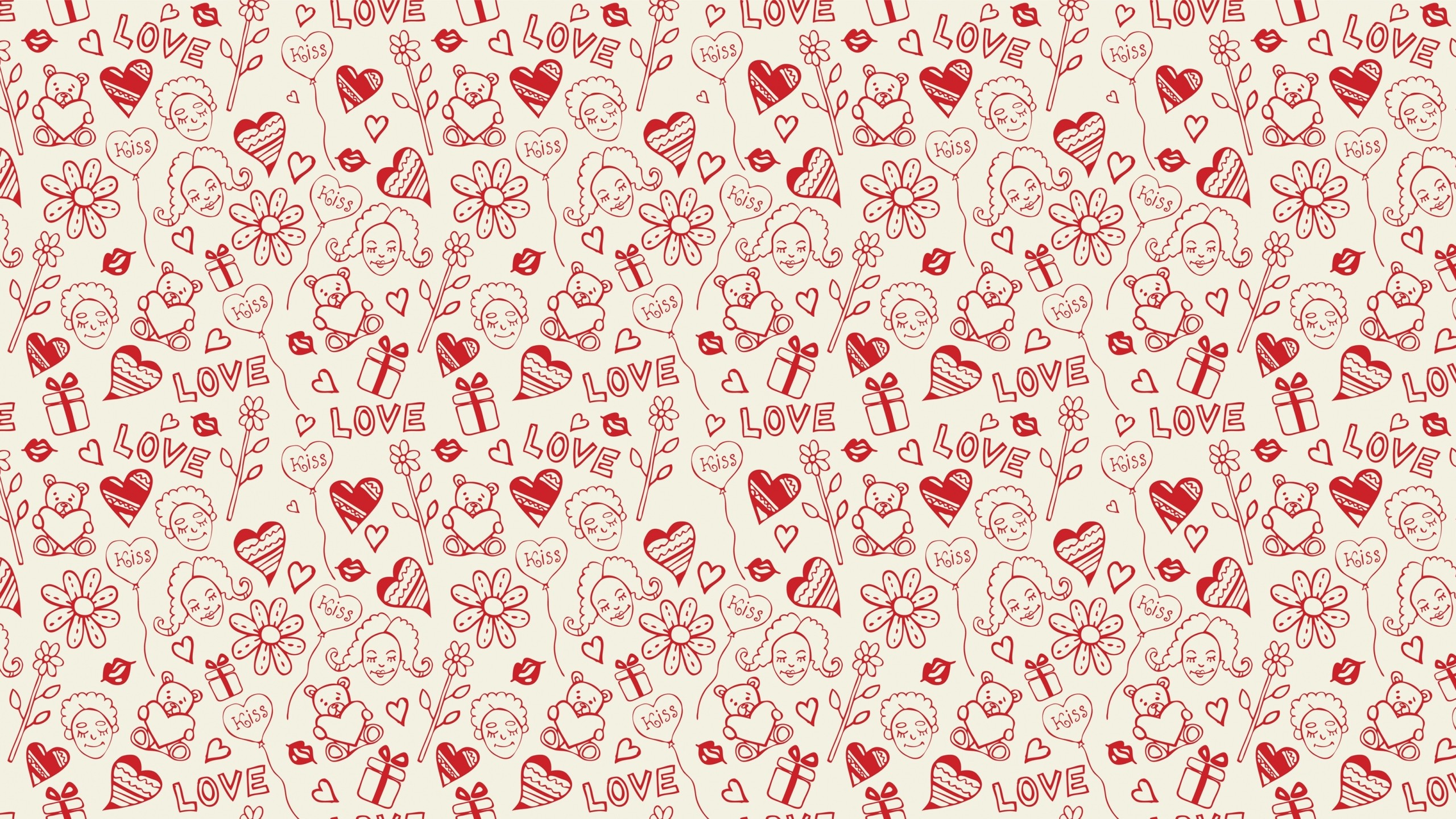 2560x1440  Wallpaper heart, background, pattern, surface, kiss, texture