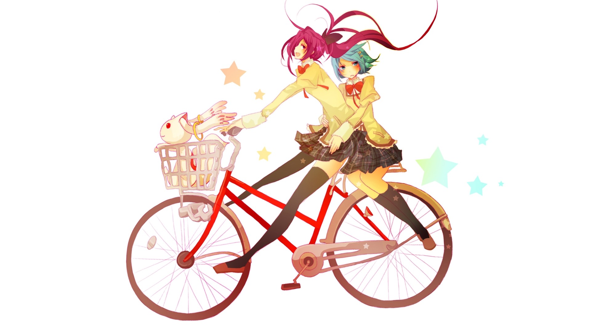 1920x1080  Wallpaper anime, girls, bike, joy, toy, dissatisfaction